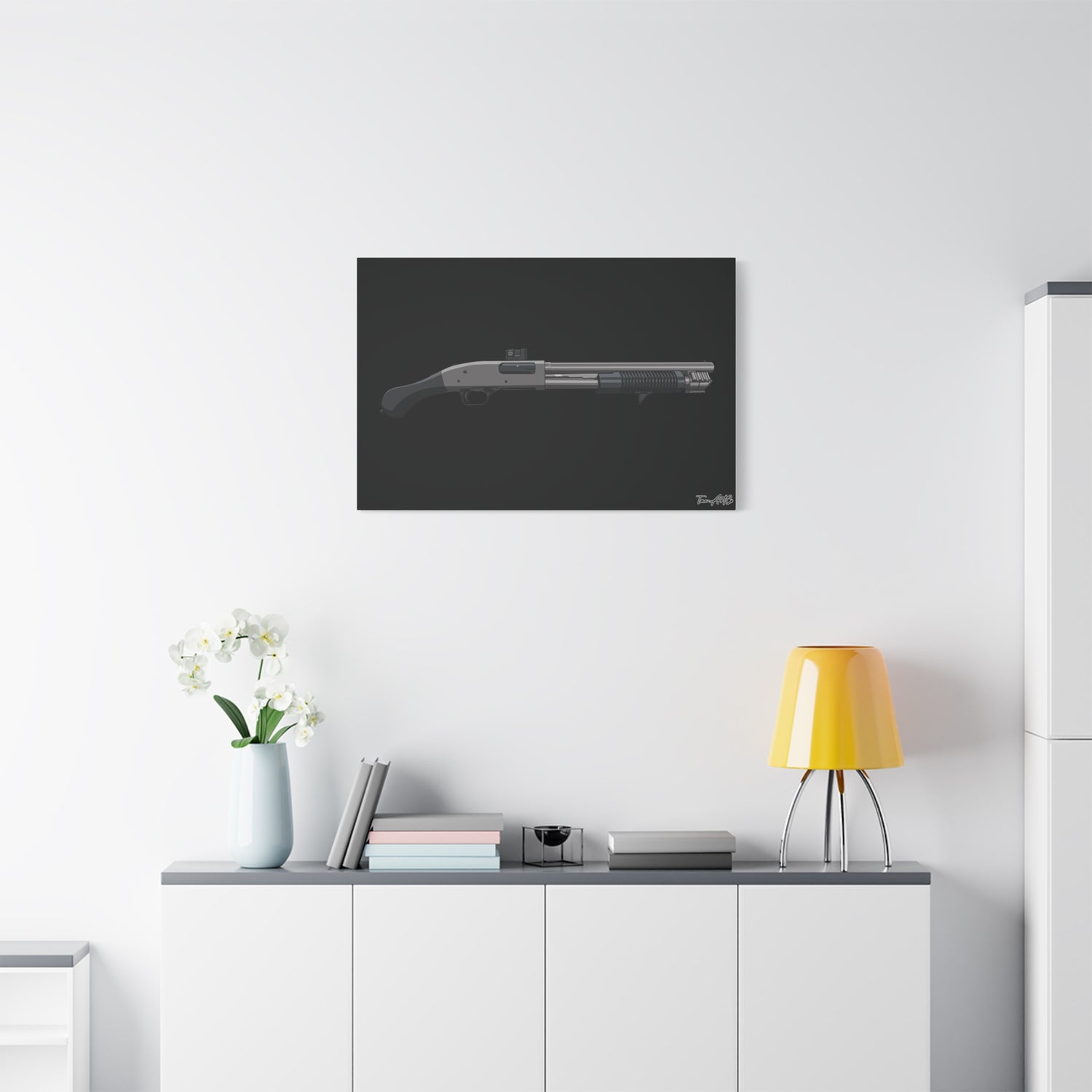 Shorty Mossberg 590A1 – Canvas Print (Black Background)