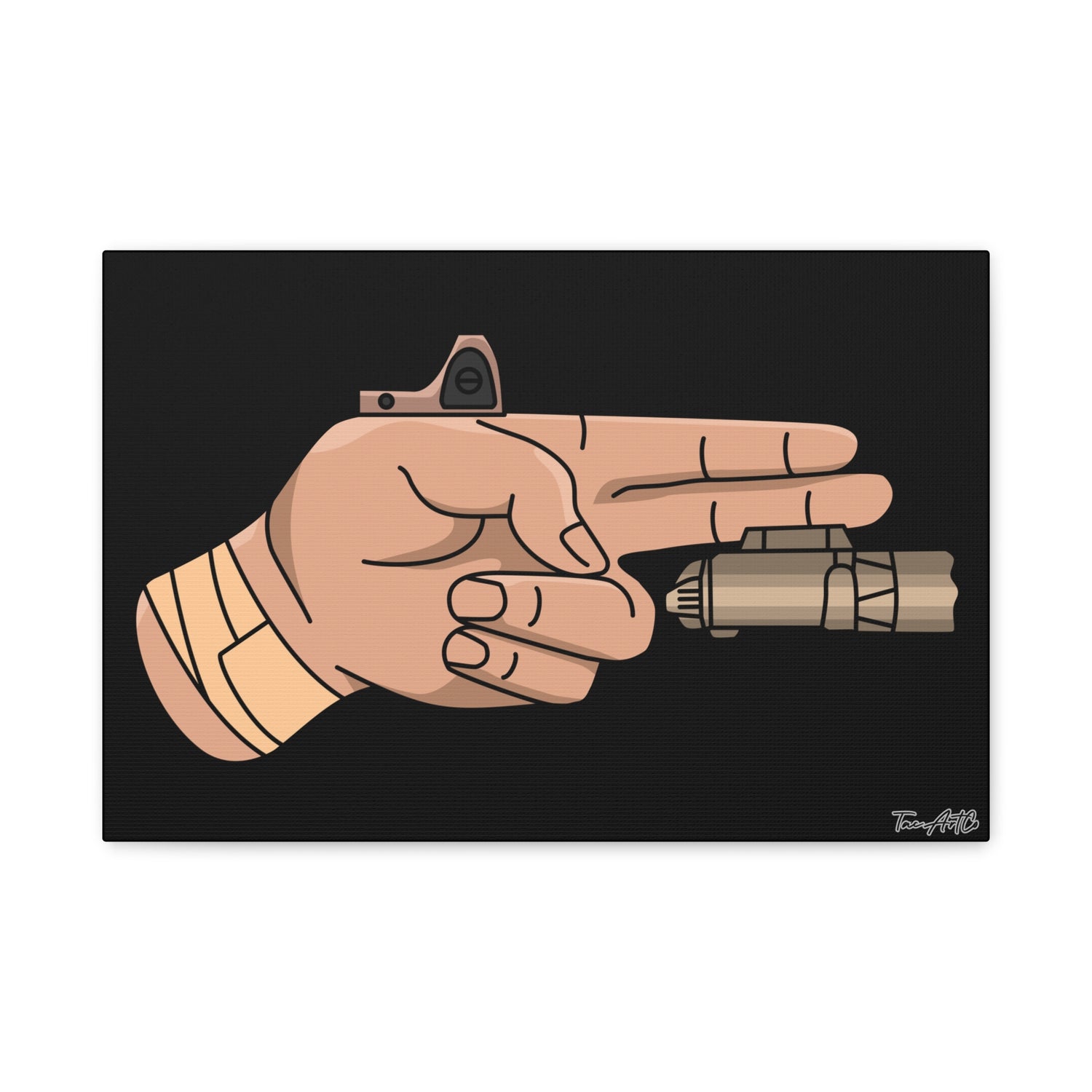 Finger Gun v1 - Canvas Print (Black Background)