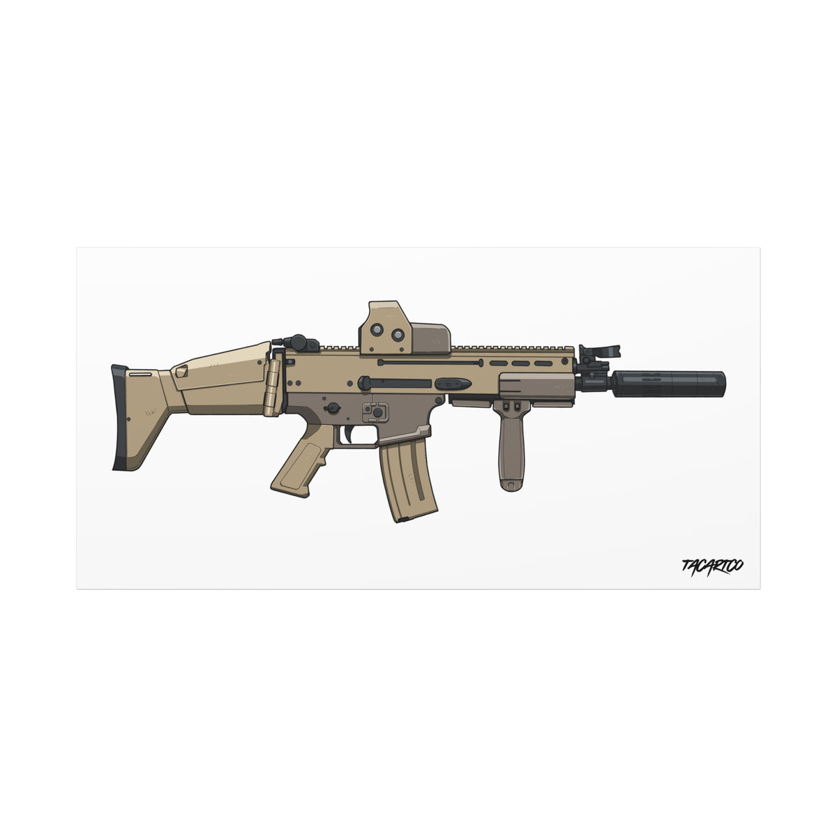 FN SCAR-L Short Barrel - Canvas Print (White Background)