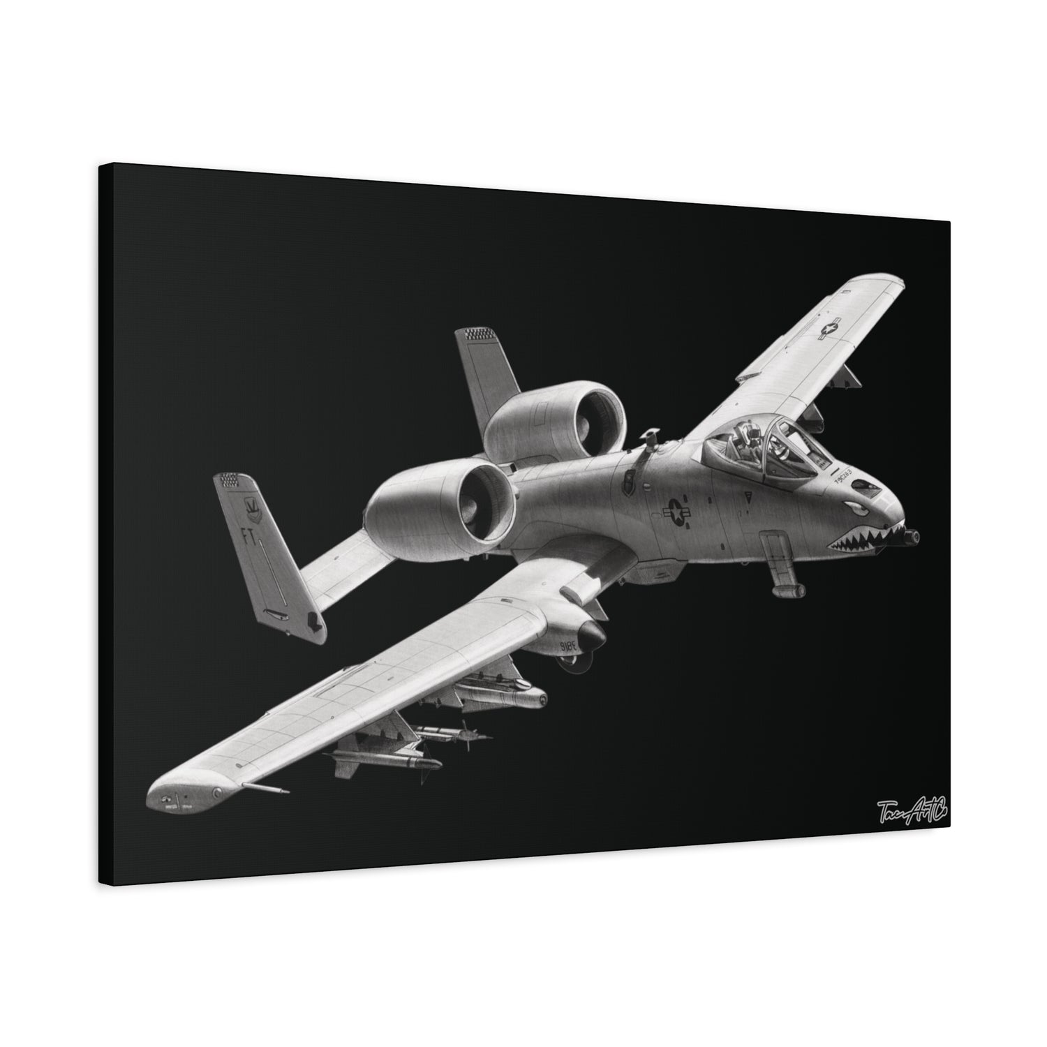 A-10 Warthog – Canvas Print (Black Background)