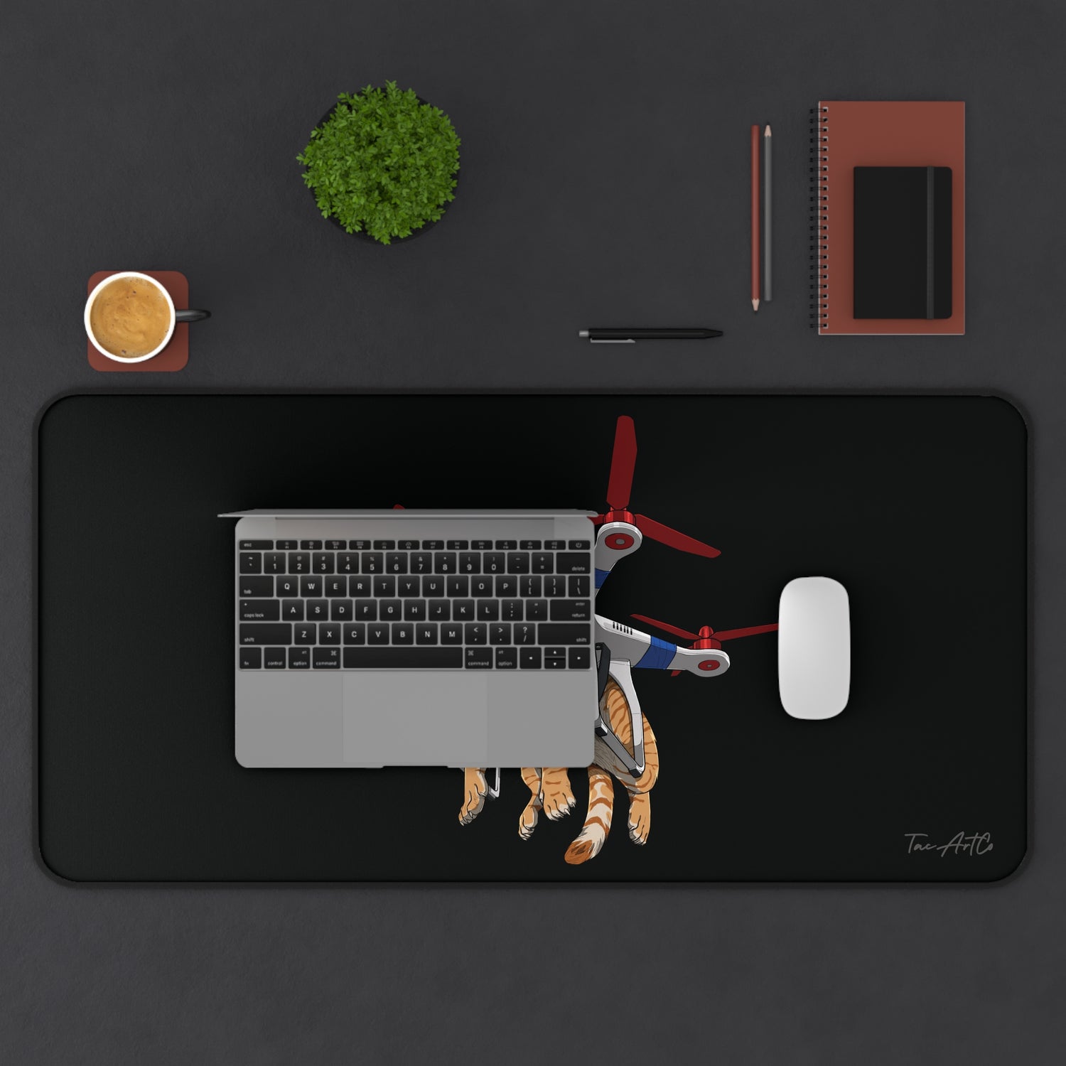 Drone Attack Cat - Desk Mat