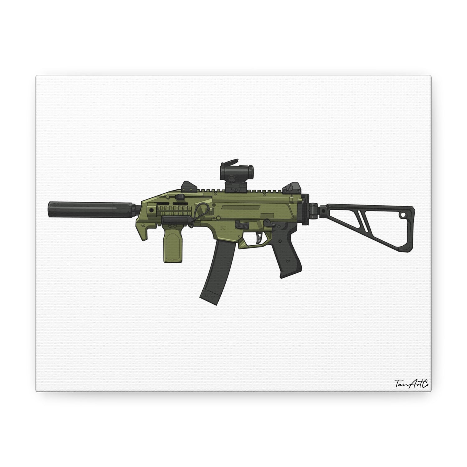 CZ Scorpion EVO 3 Canvas Print – Compact Power, Illustrated