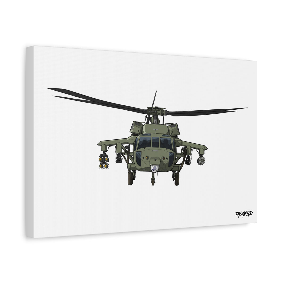 Black Hawk Helicopter - Canvas Print (White Background)