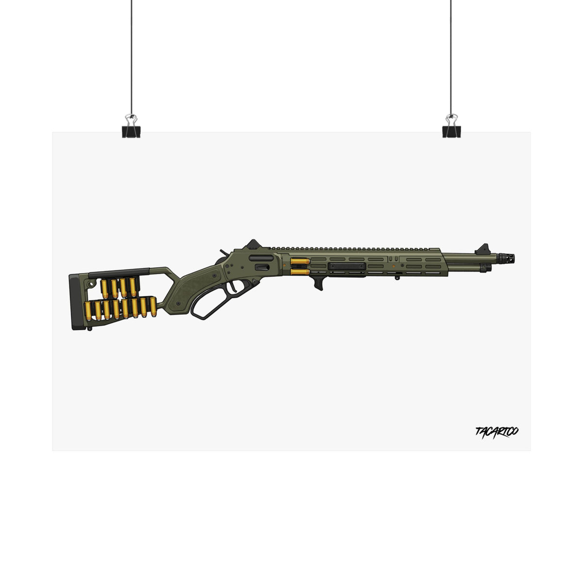 Tactical Lever Action Rifle - Matte Poster (White Background)