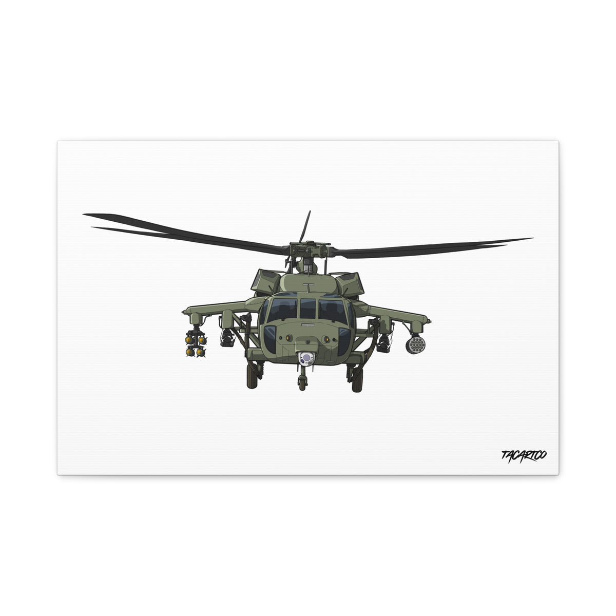 Black Hawk Helicopter - Canvas Print (White Background)