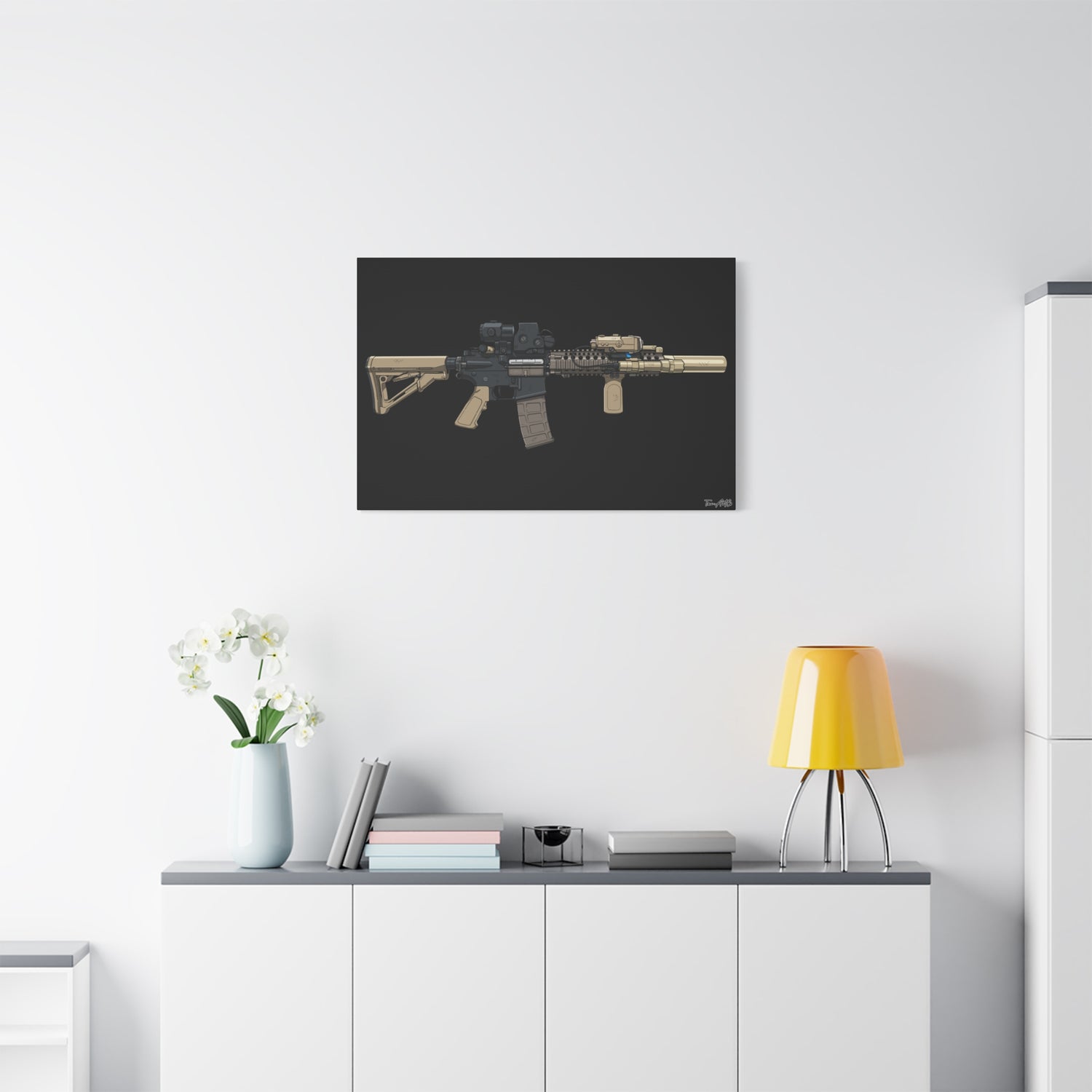 MK18 – Close Quarters King Canvas Print (Black Background)