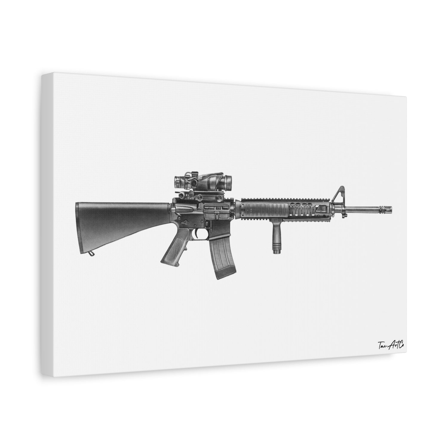 M16A4 Rifle – Pencil-Style Canvas Print