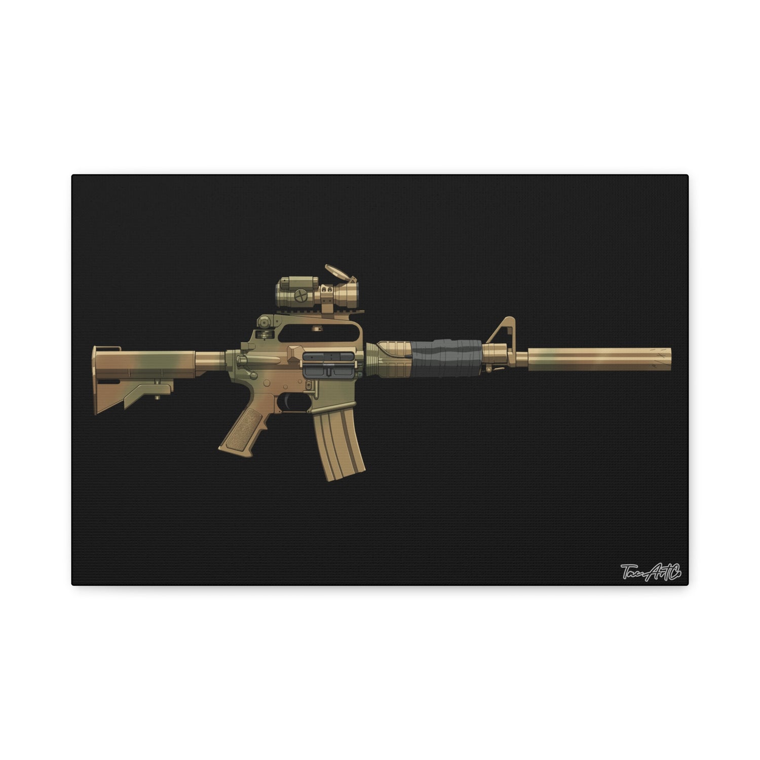Gordy CAR-15 - Canvas Print (Black Background)
