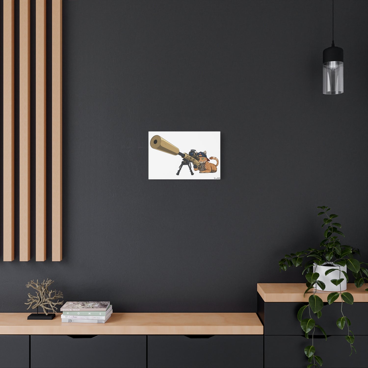 Recon Cat Canvas Print – Feline Sniper with Barrett MK22
