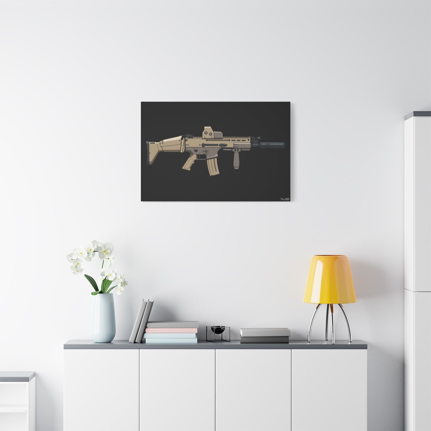 FN SCAR-L Short Barrel – Canvas Print (Black Background)