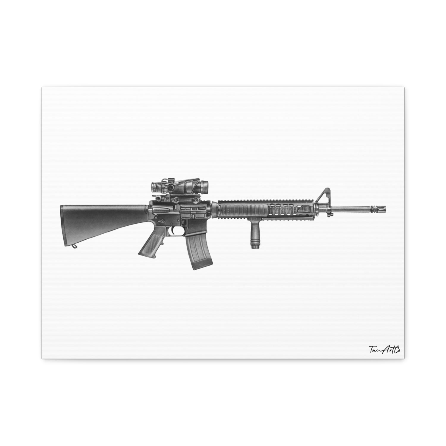 M16A4 Rifle – Pencil-Style Canvas Print
