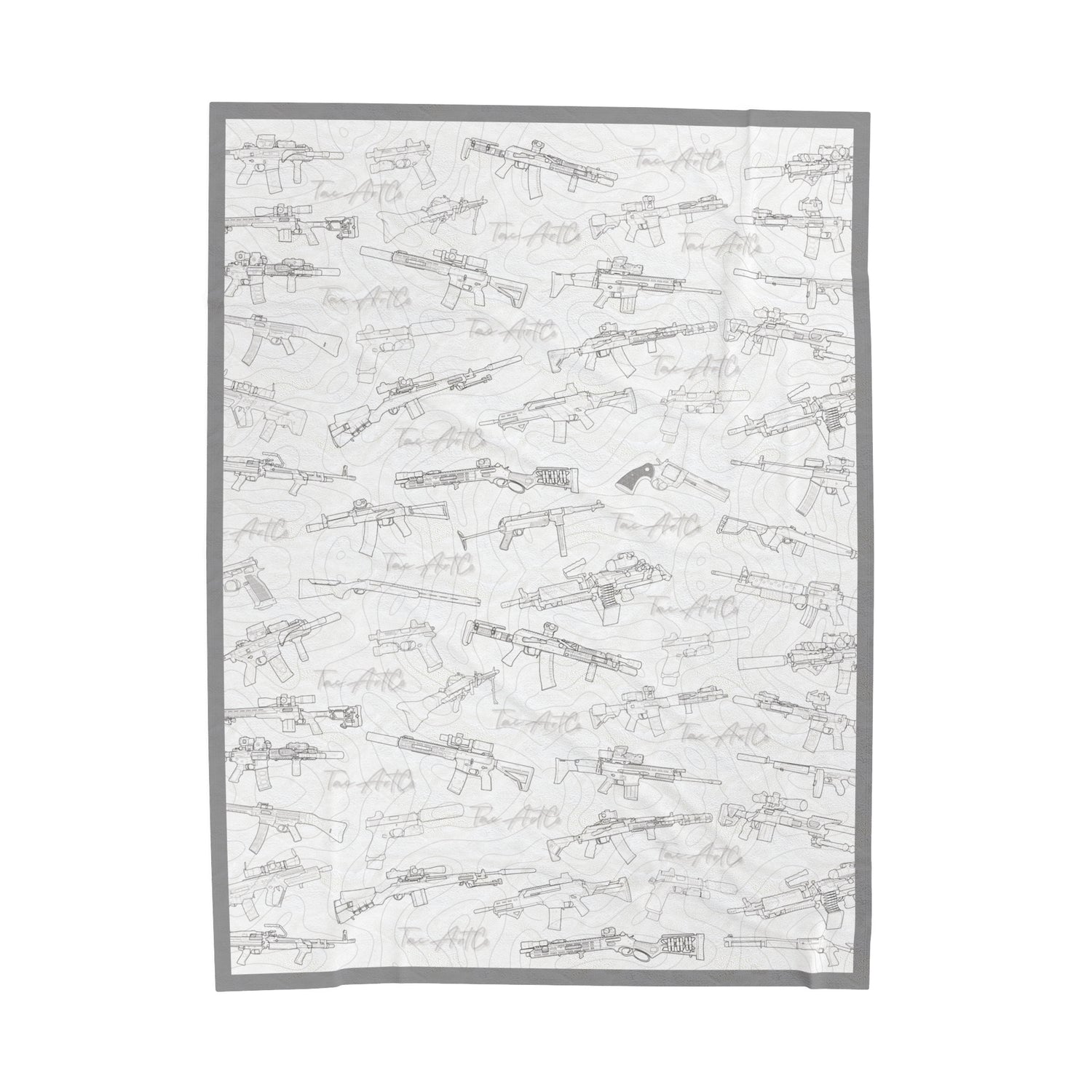 Firearm Line Art - Velveteen Plush Blanket