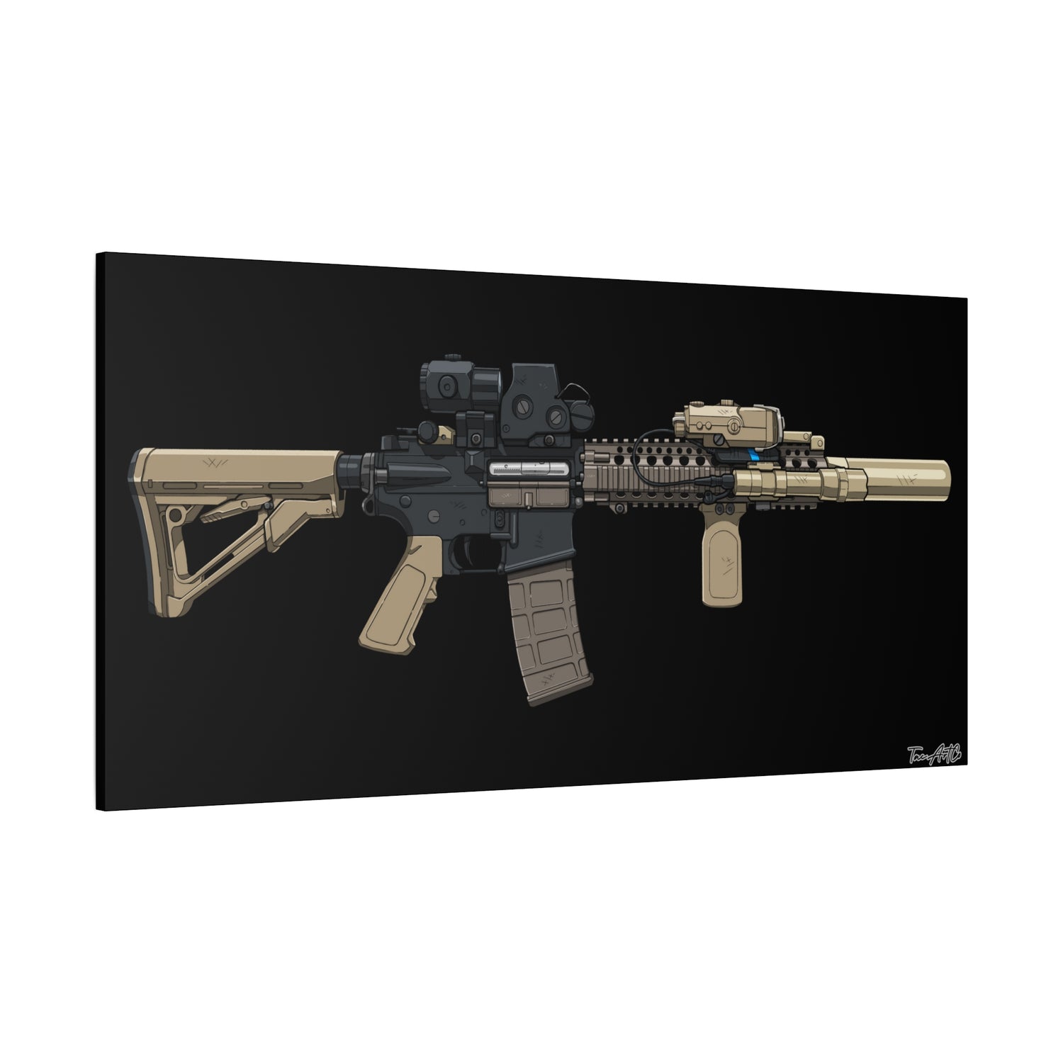 MK18 – Close Quarters King Canvas Print (Black Background)