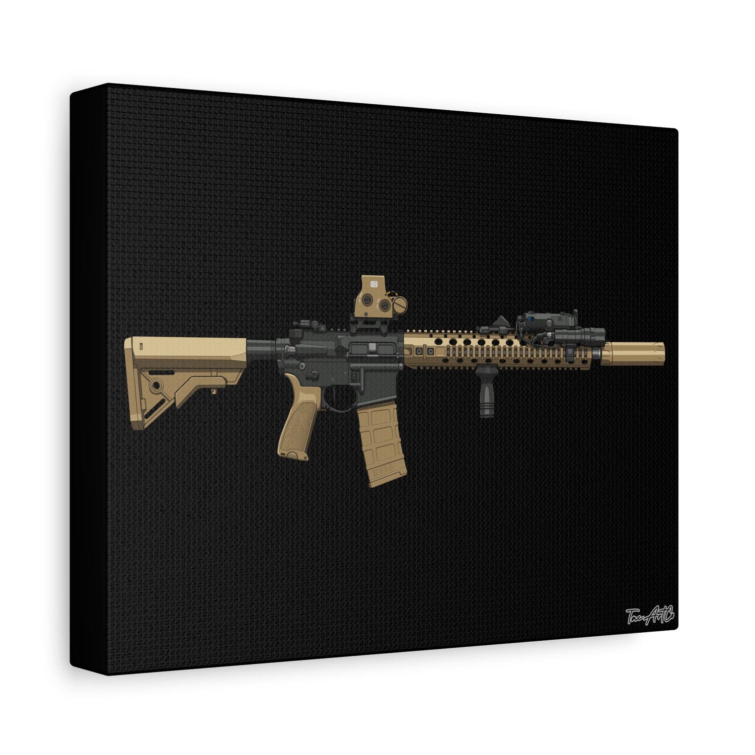 M4A1 Block II - Canvas Print (Black Background)
