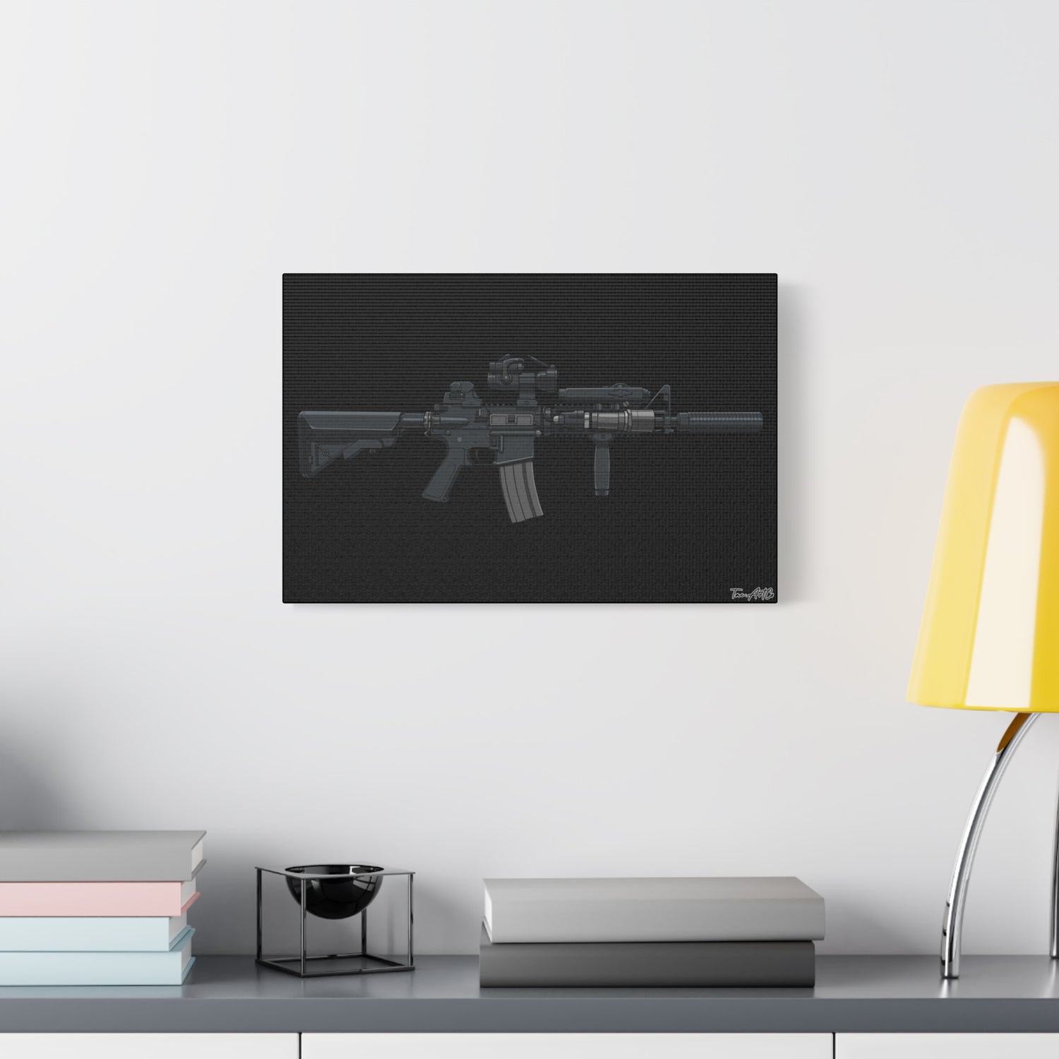 MK18 Mod 0 – CQBR Canvas Print (Black Background)