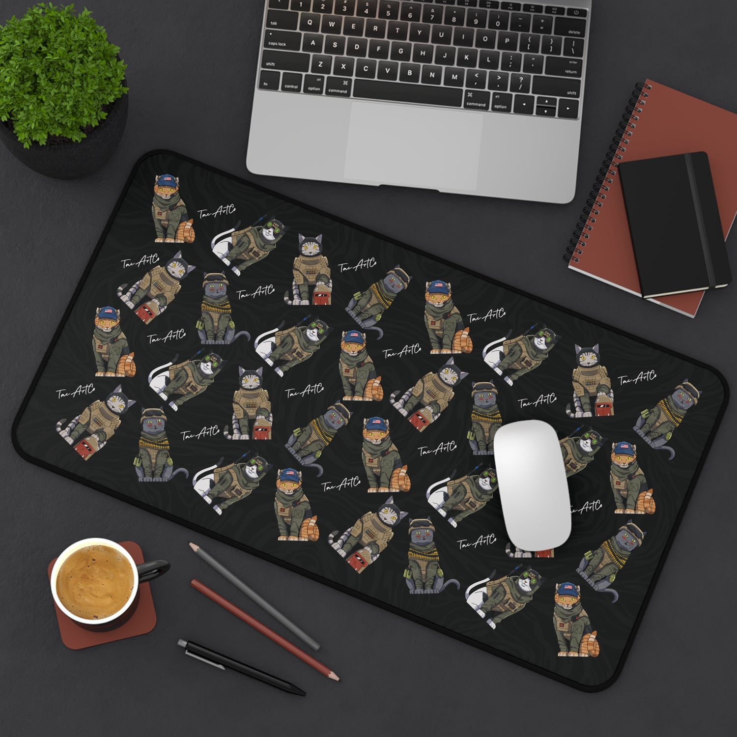 Tactical Cats Pattern - Desk Mat