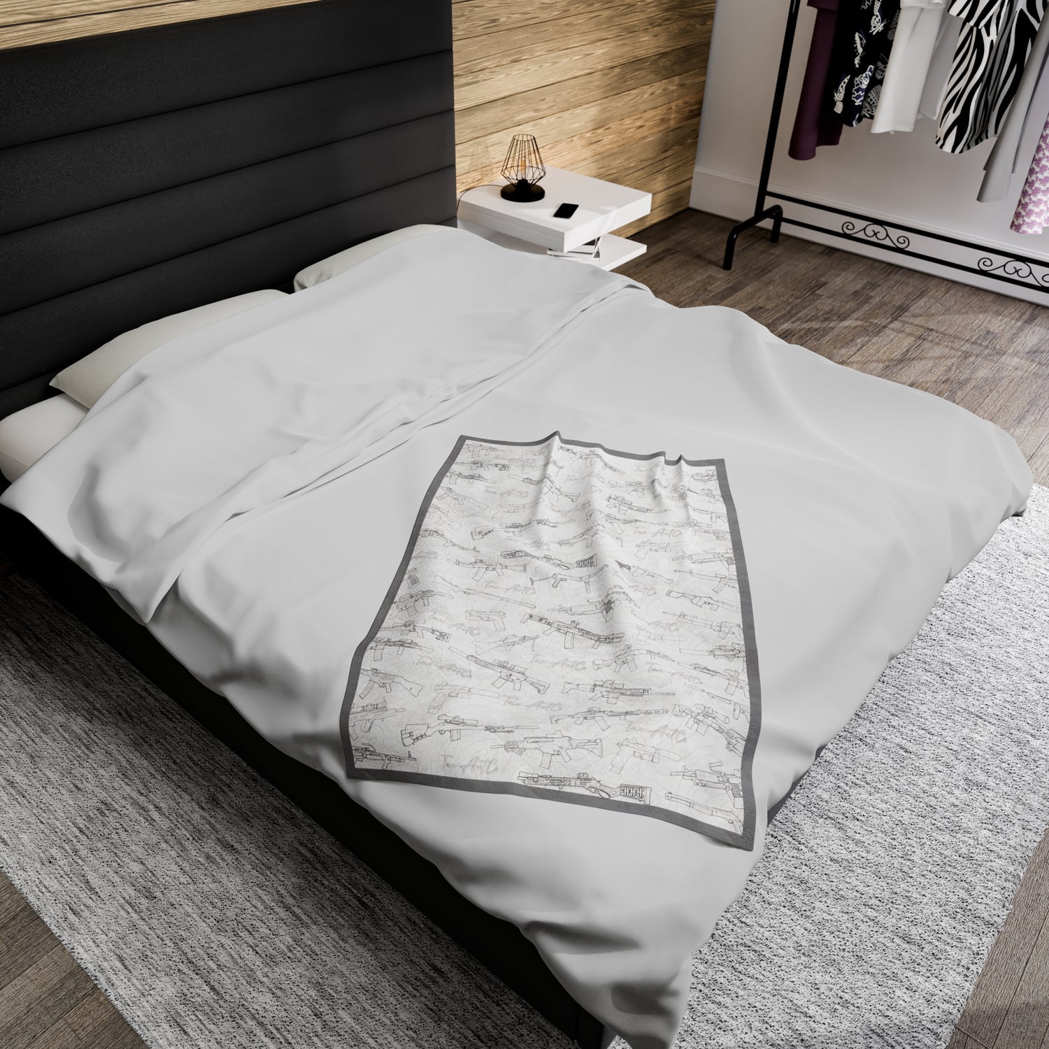 Firearm Line Art - Velveteen Plush Blanket