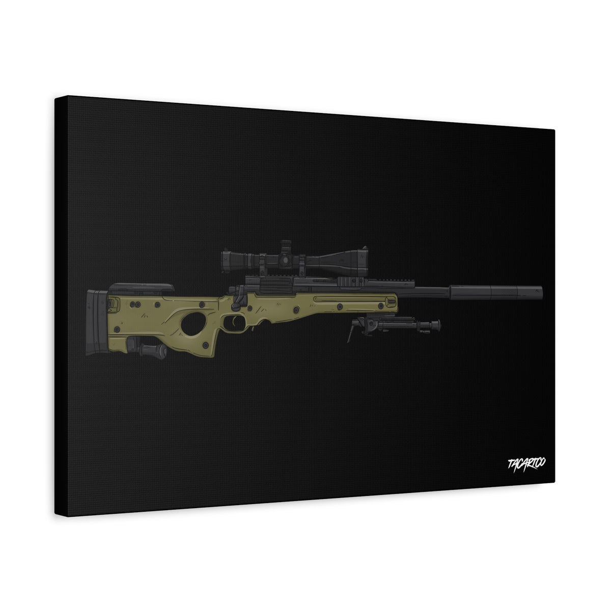 M24A3 Sniper Rifle - Canvas Print (Black Background)