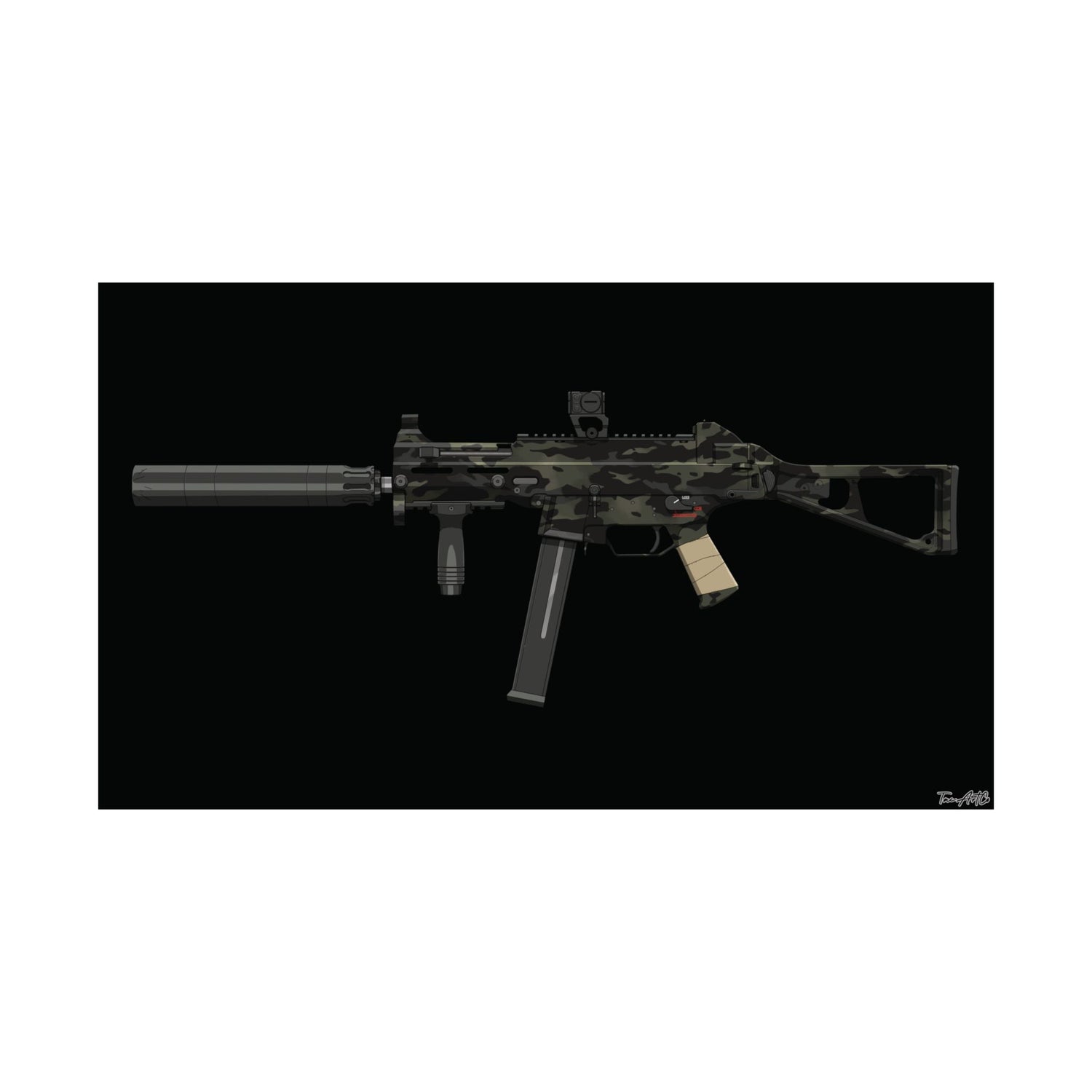 UMP45 - Matte Poster (Black Background)