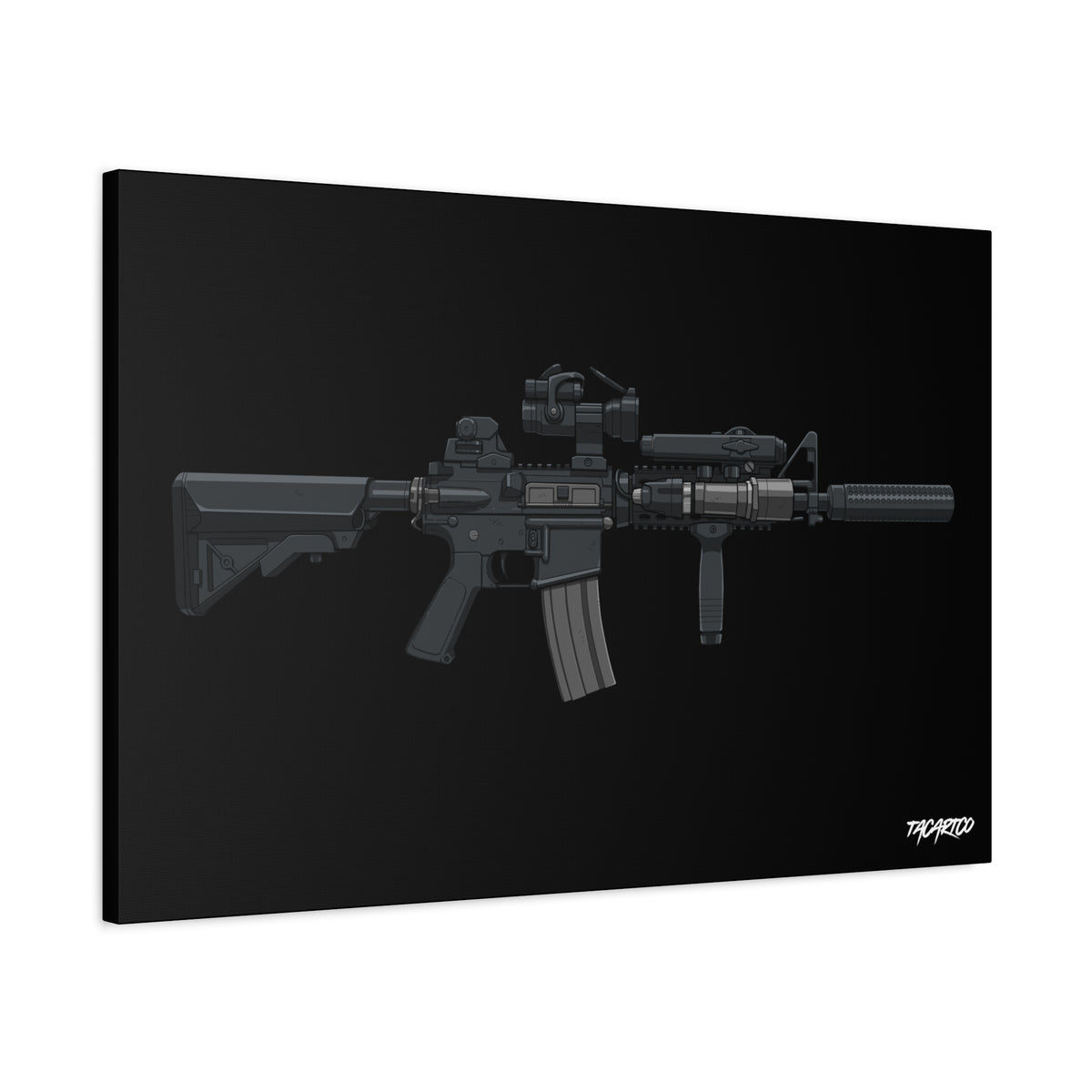 MK18 Mod 0 - Canvas Print (Black Background)