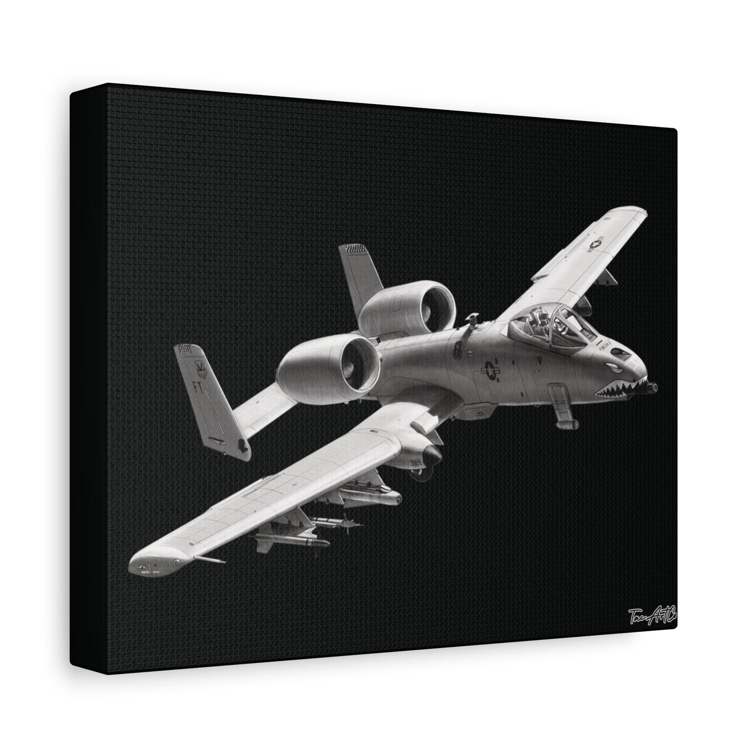 A-10 Warthog – Canvas Print (Black Background)