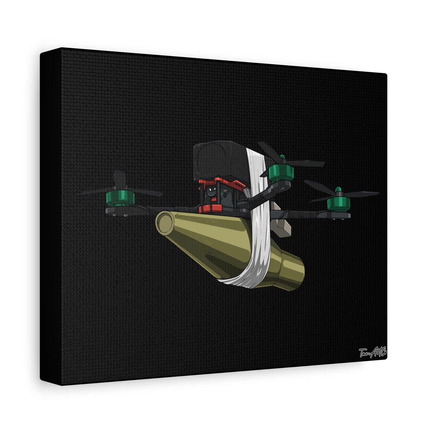 FPV Kamikaze Drone – Canvas Print (Black Background)
