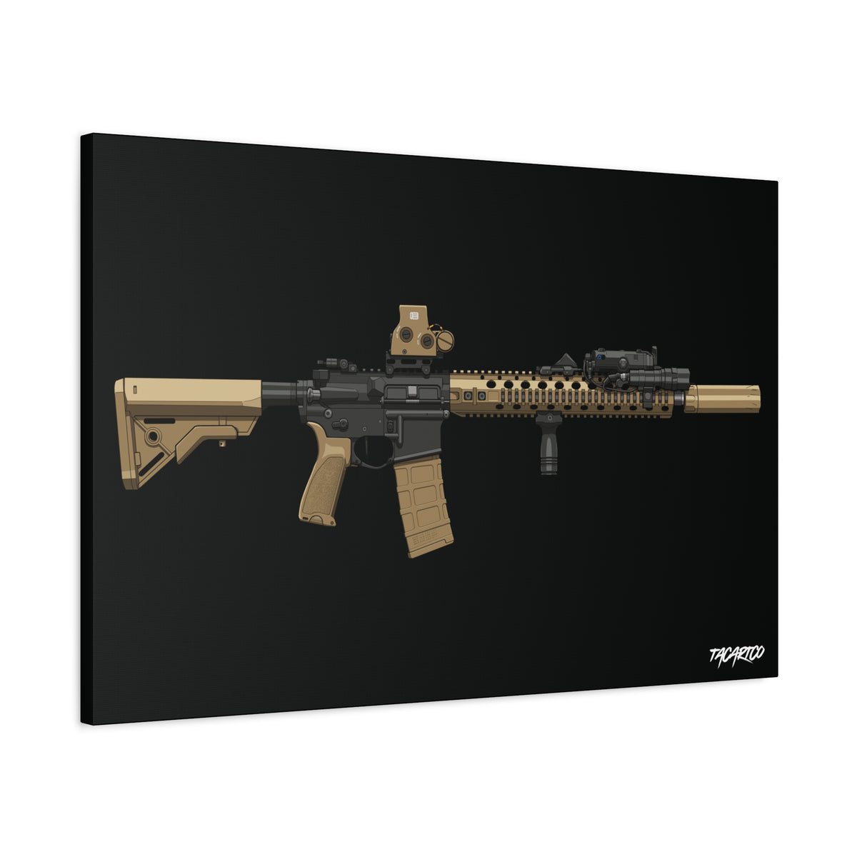 M4A1 Block II - Canvas Print (Black Background)