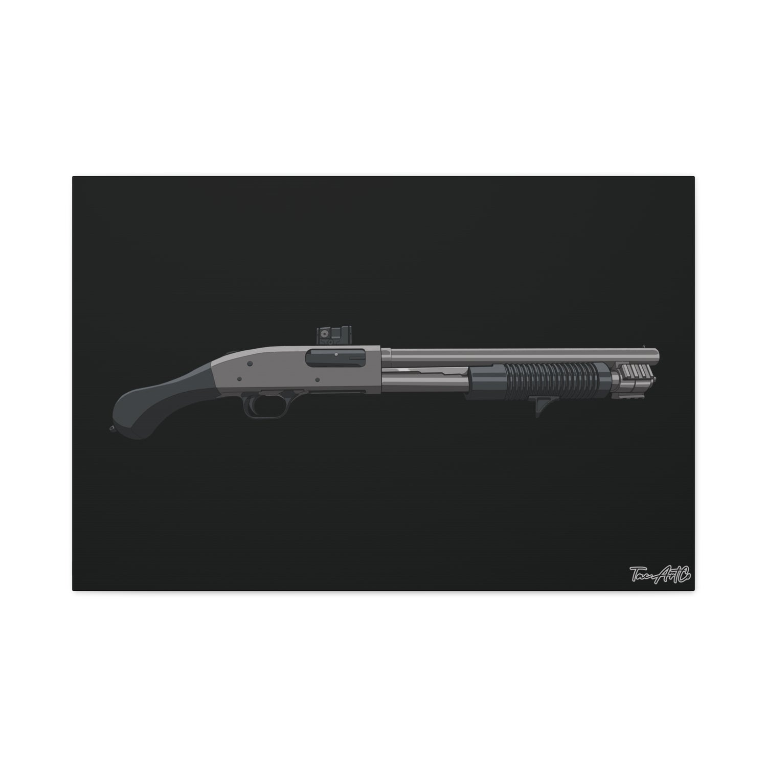 Shorty Mossberg 590A1 – Canvas Print (Black Background)