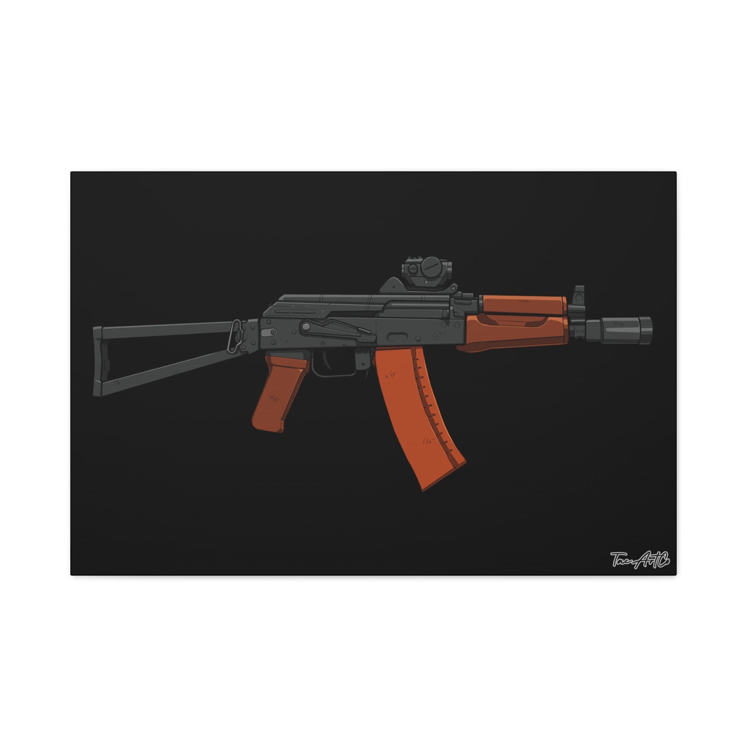 AKS-74U Krinkov – Shorty AK Rifle Canvas Print (Black Background)
