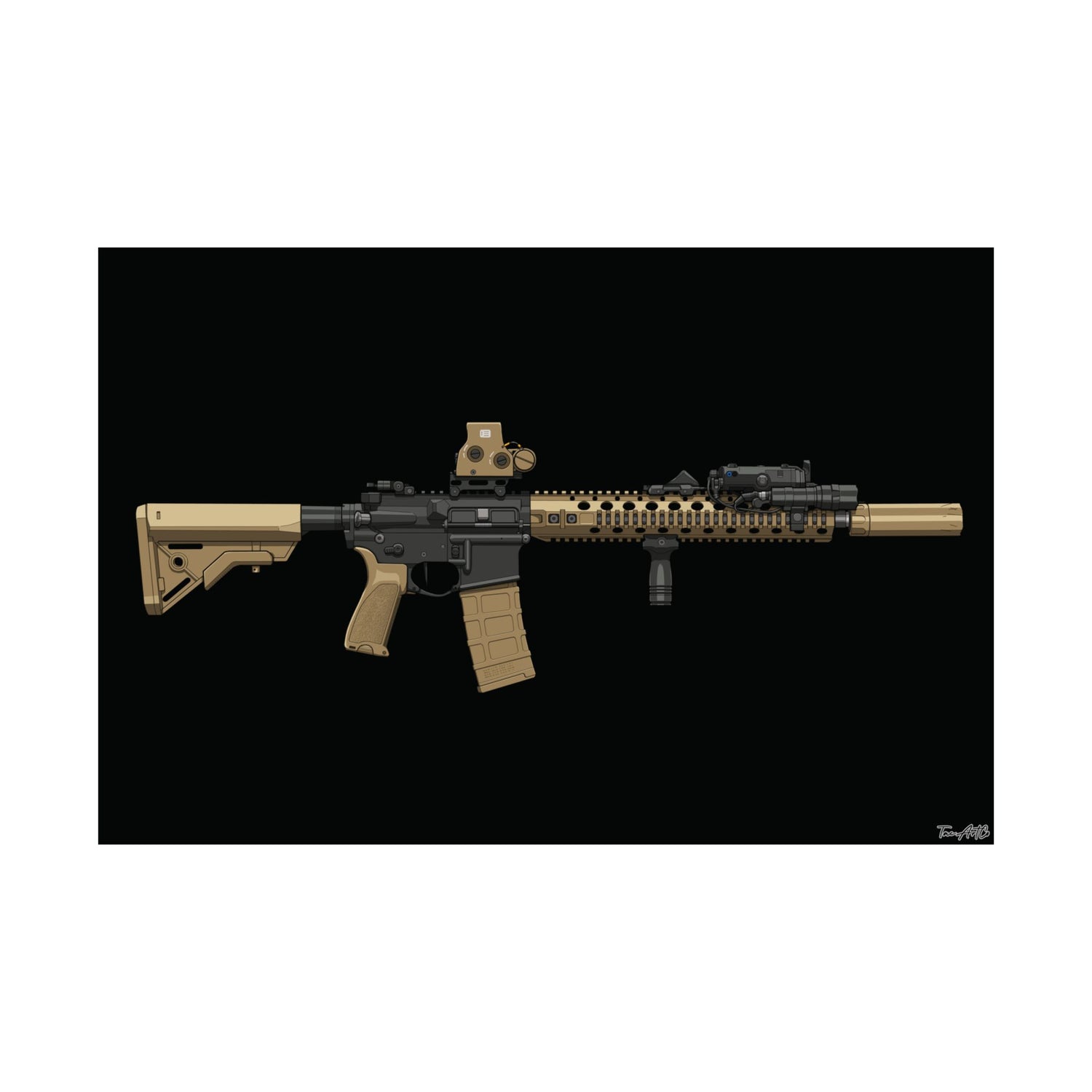 M4A1 Block II - Matte Poster (Black Background)