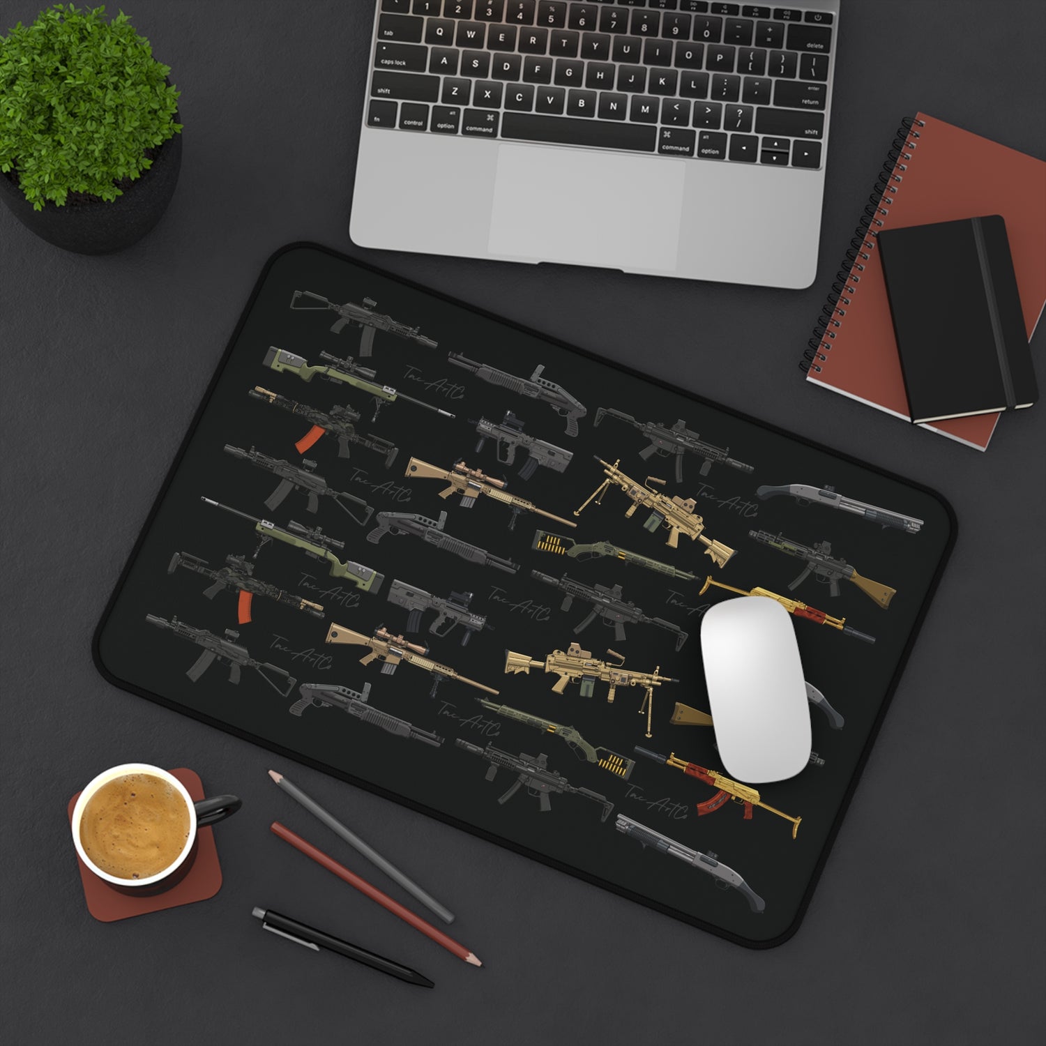 Firearm Assortment V2 (w/logo) – Desk Mat