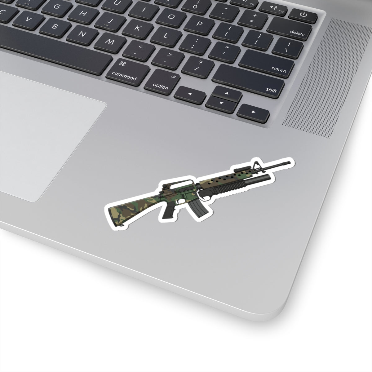 M16A2 + M203 Grenade Launcher – Woodland Camo Sticker