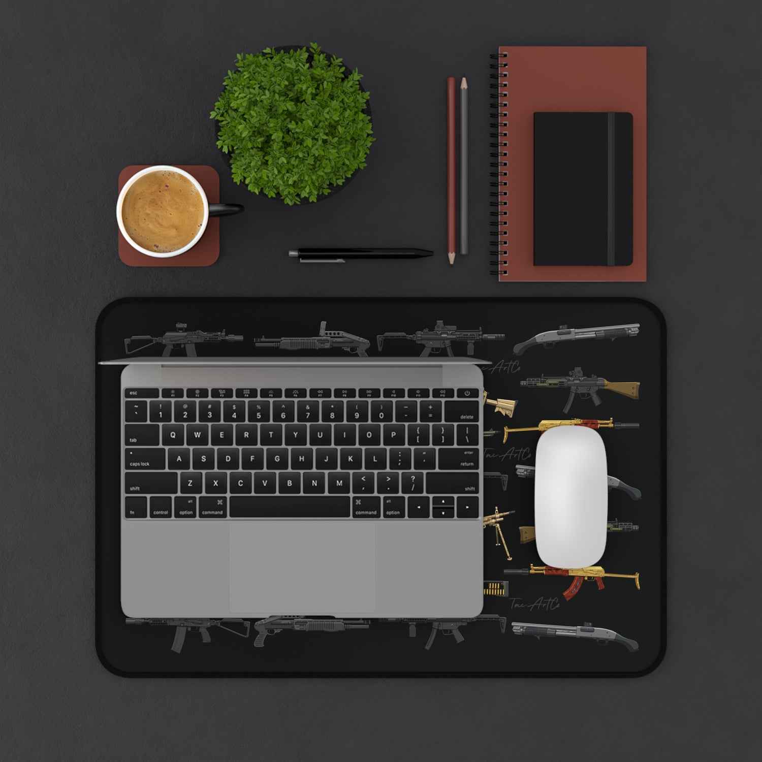 Firearm Assortment V2 (w/logo) – Desk Mat