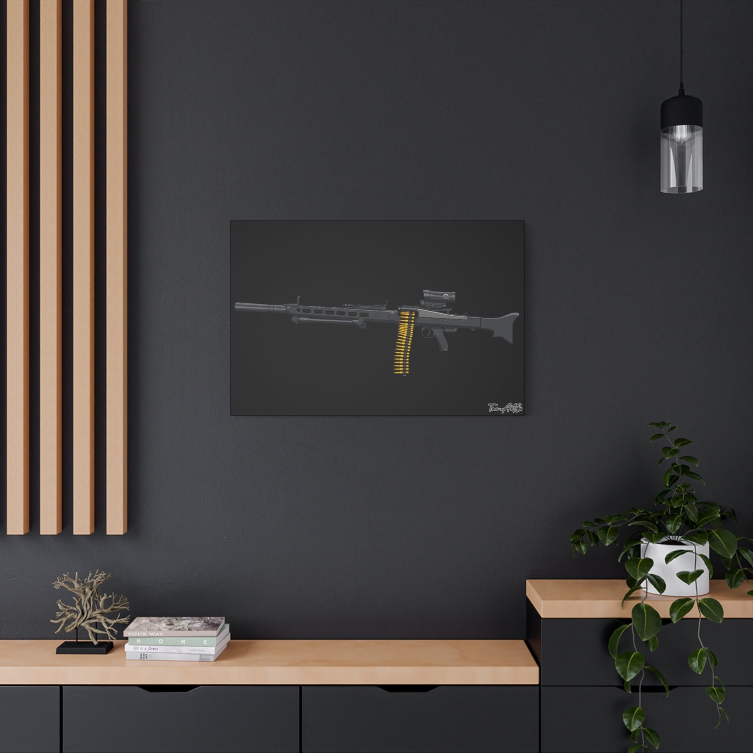 Suppressed MG42 – Canvas Print (Black Background)