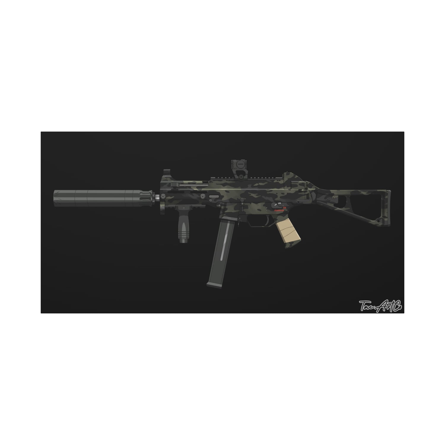 UMP45 – Canvas Print (Black Background)