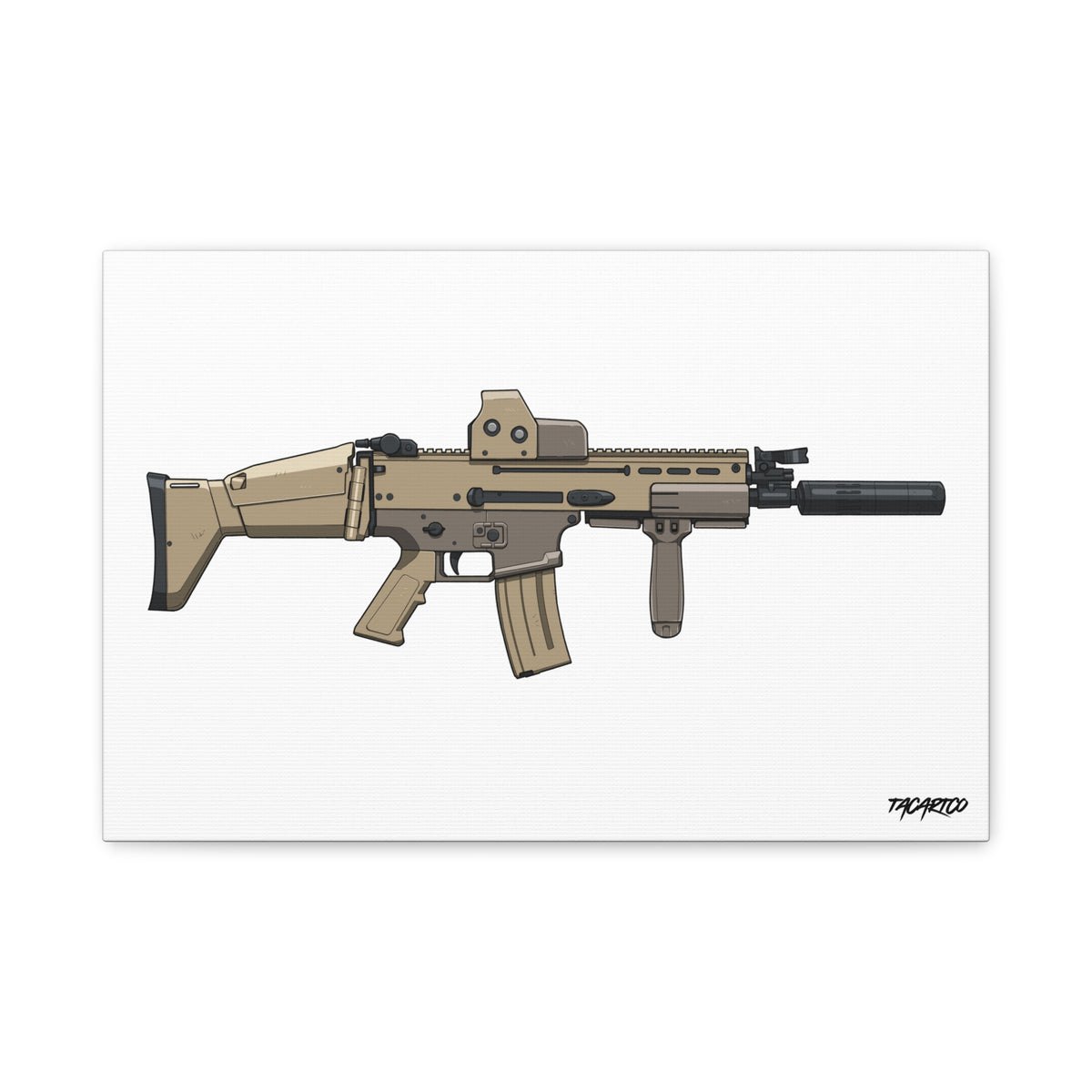 FN SCAR-L Short Barrel - Canvas Print (White Background)