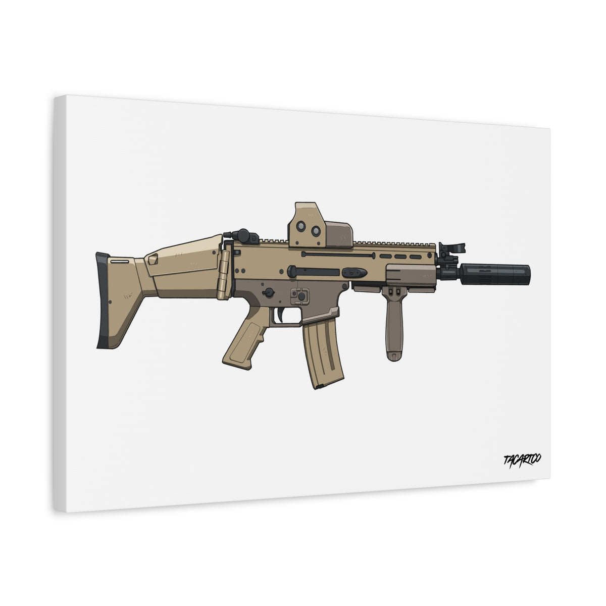 FN SCAR-L Short Barrel - Canvas Print (White Background)
