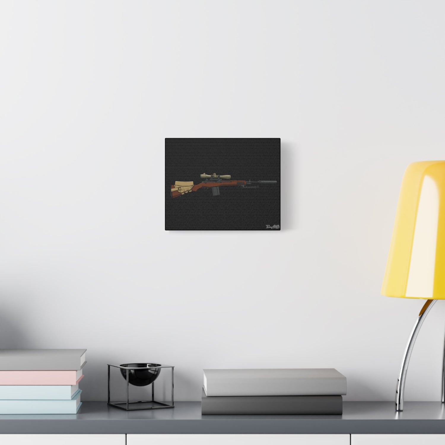 Classic M14 Rifle – Canvas Print (Black Background)