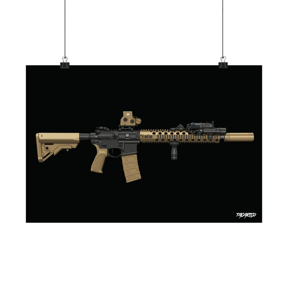 M4A1 Block II - Matte Poster (Black Background)