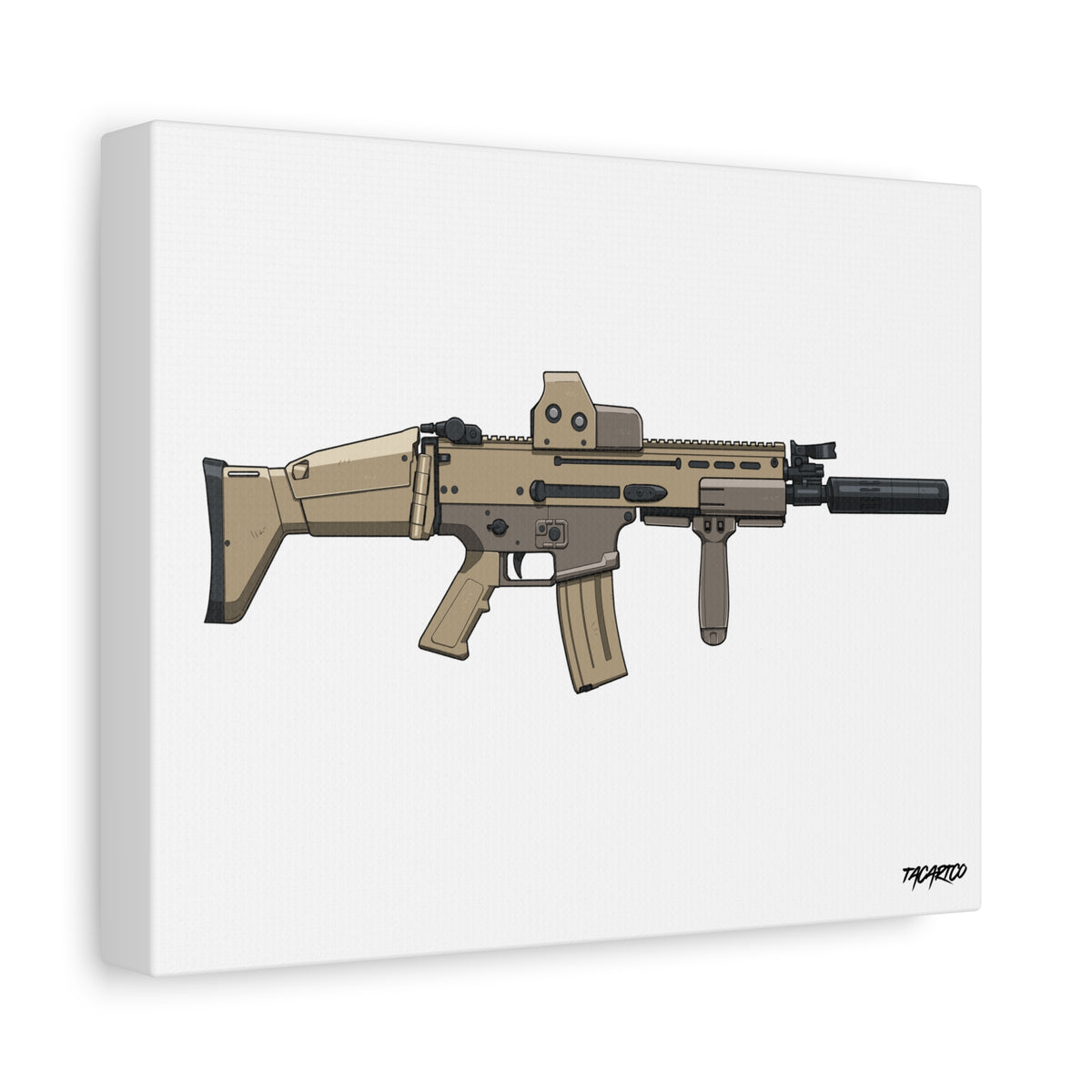 FN SCAR-L Short Barrel - Canvas Print (White Background)