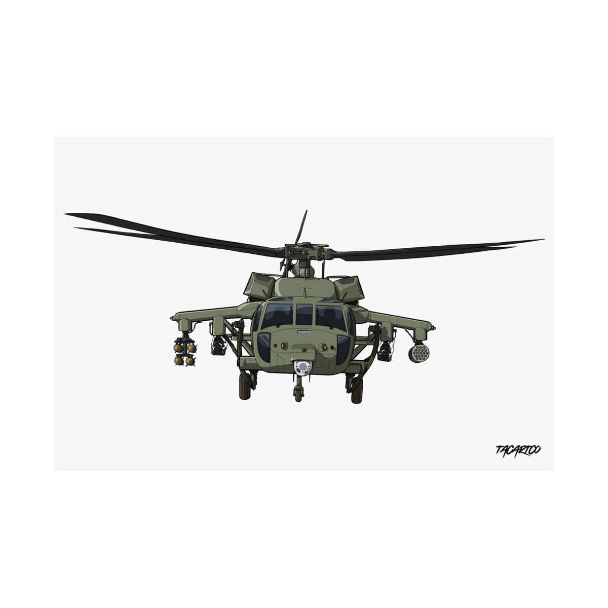 Black Hawk Helicopter - Matte Poster (White Background)