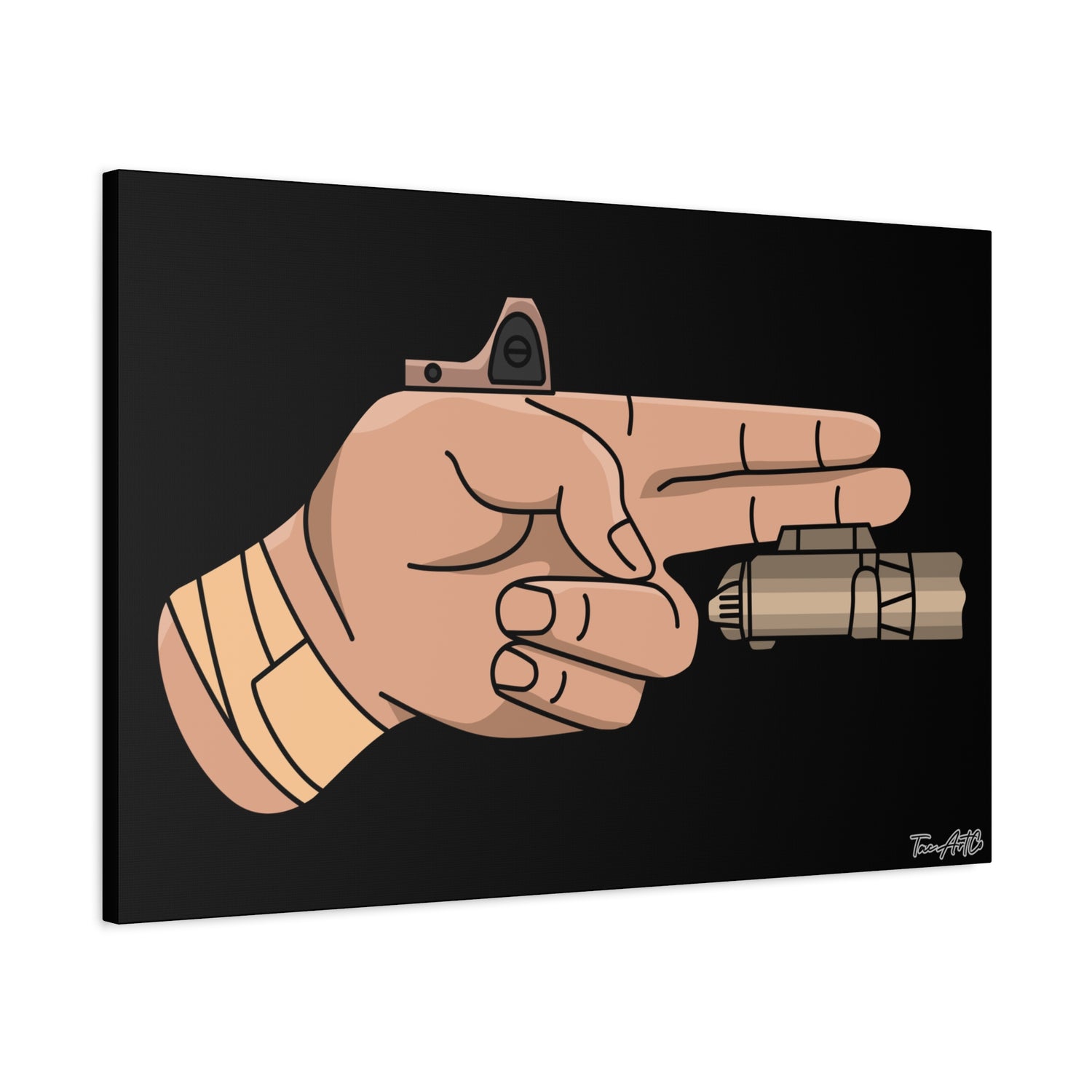 Finger Gun v1 - Canvas Print (Black Background)