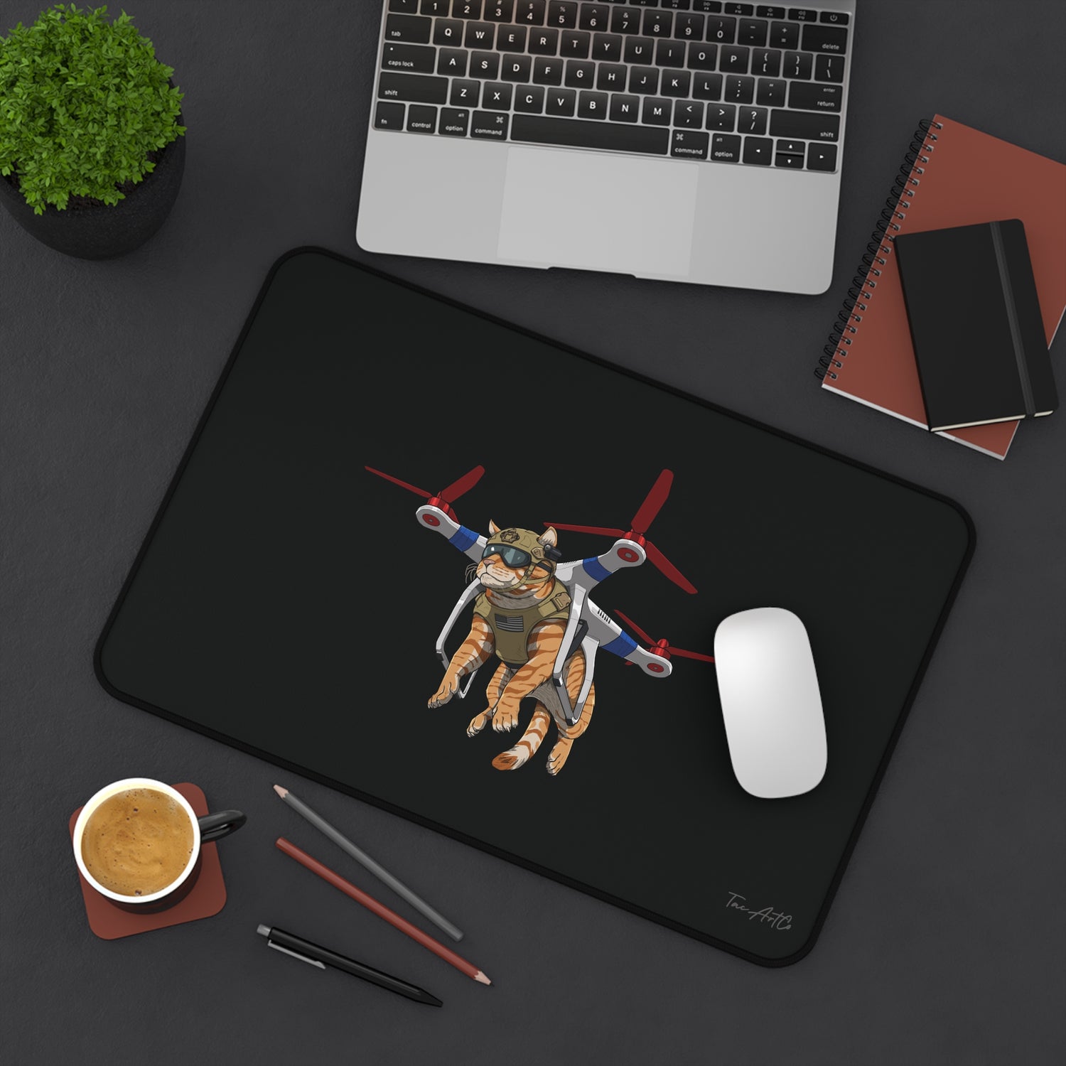 Drone Attack Cat - Desk Mat