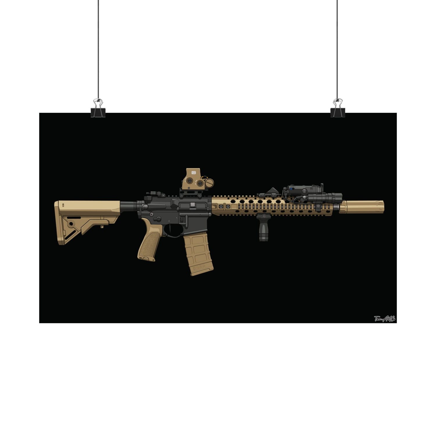 M4A1 Block II - Matte Poster (Black Background)