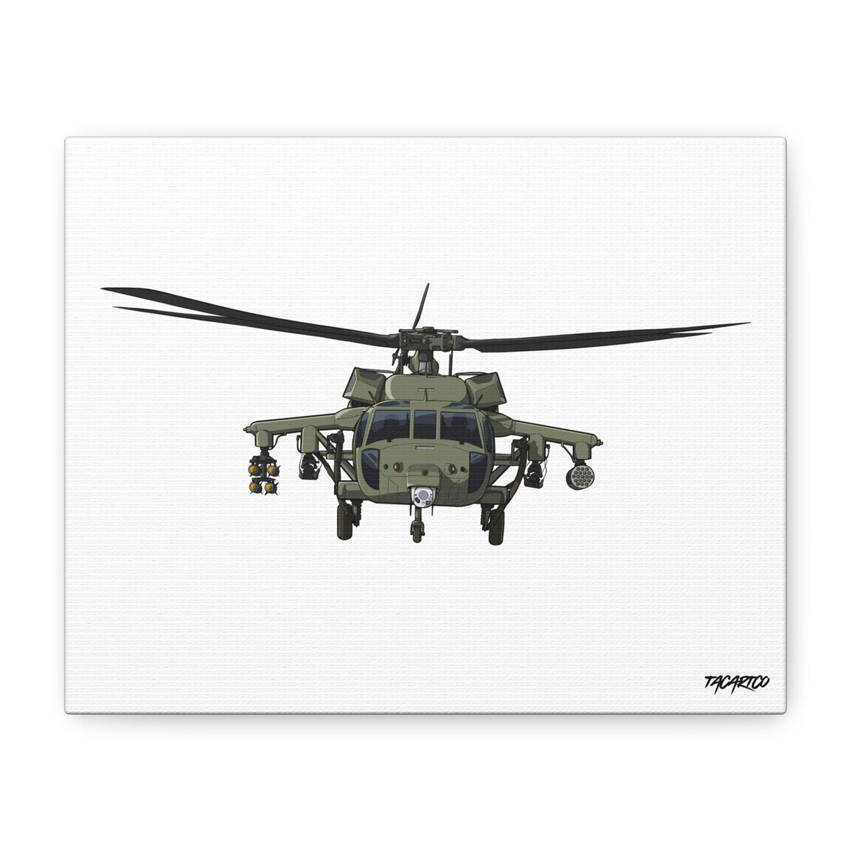 Black Hawk Helicopter - Canvas Print (White Background)