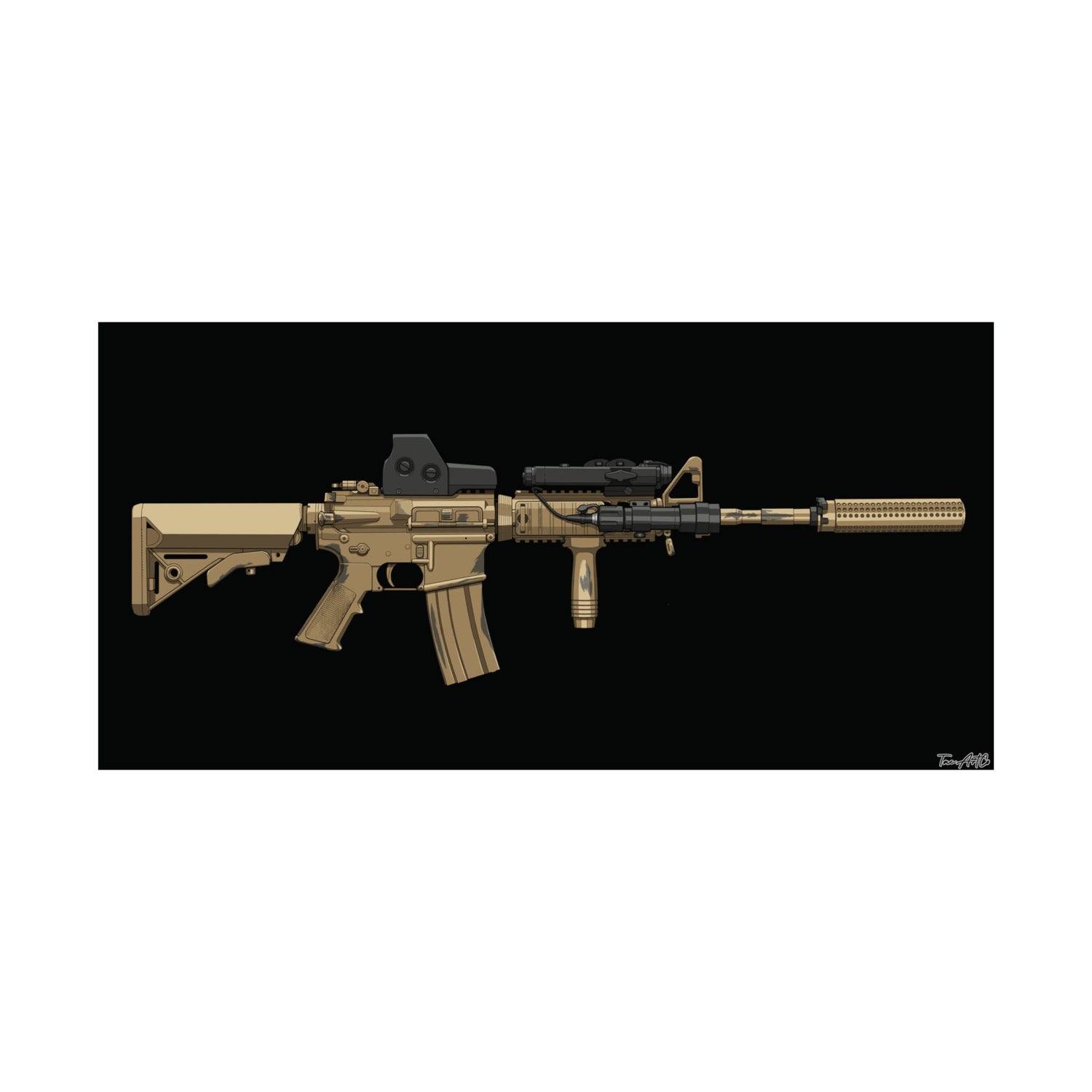 M4A1 Block I - Matte Poster (Black Background)