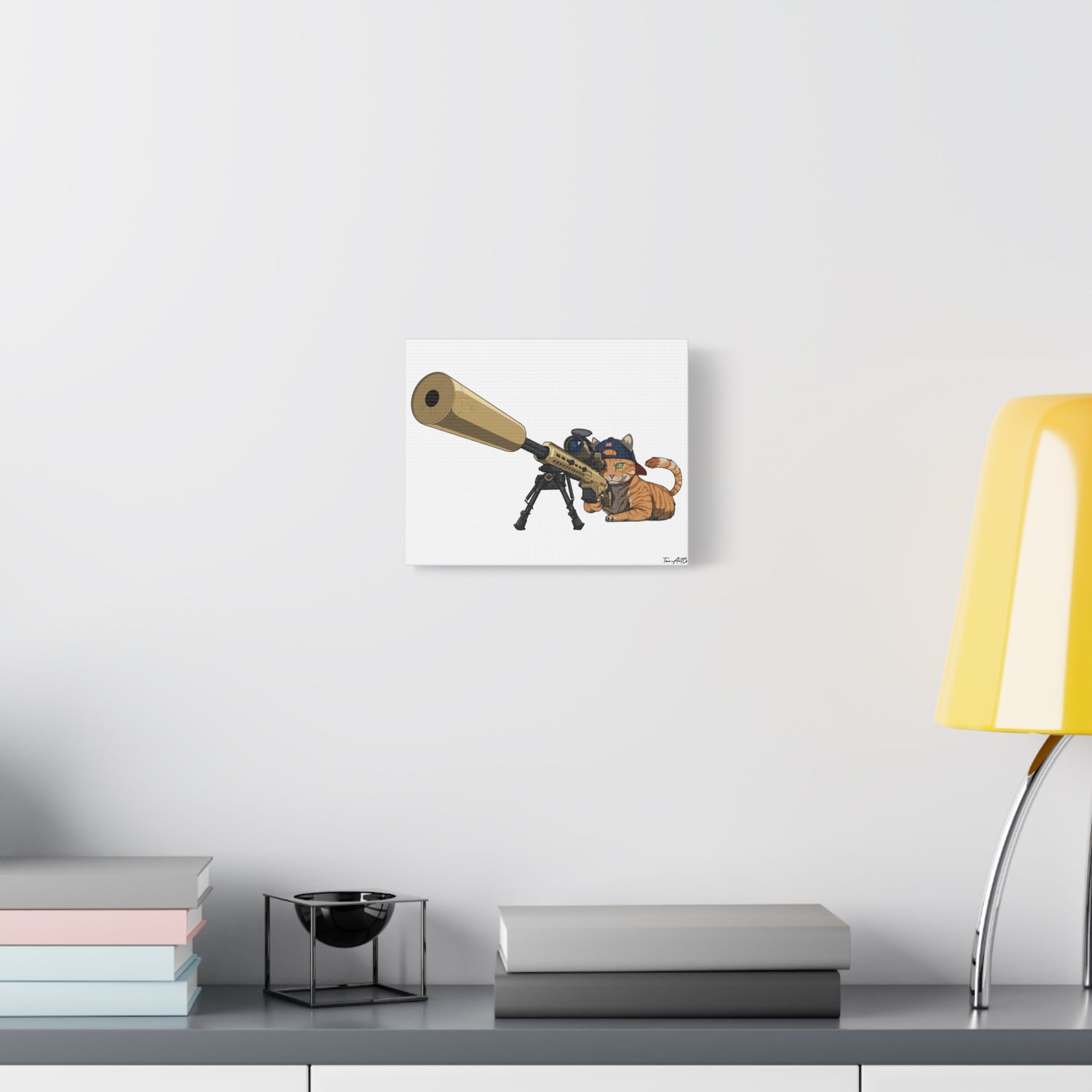 Recon Cat Canvas Print – Feline Sniper with Barrett MK22