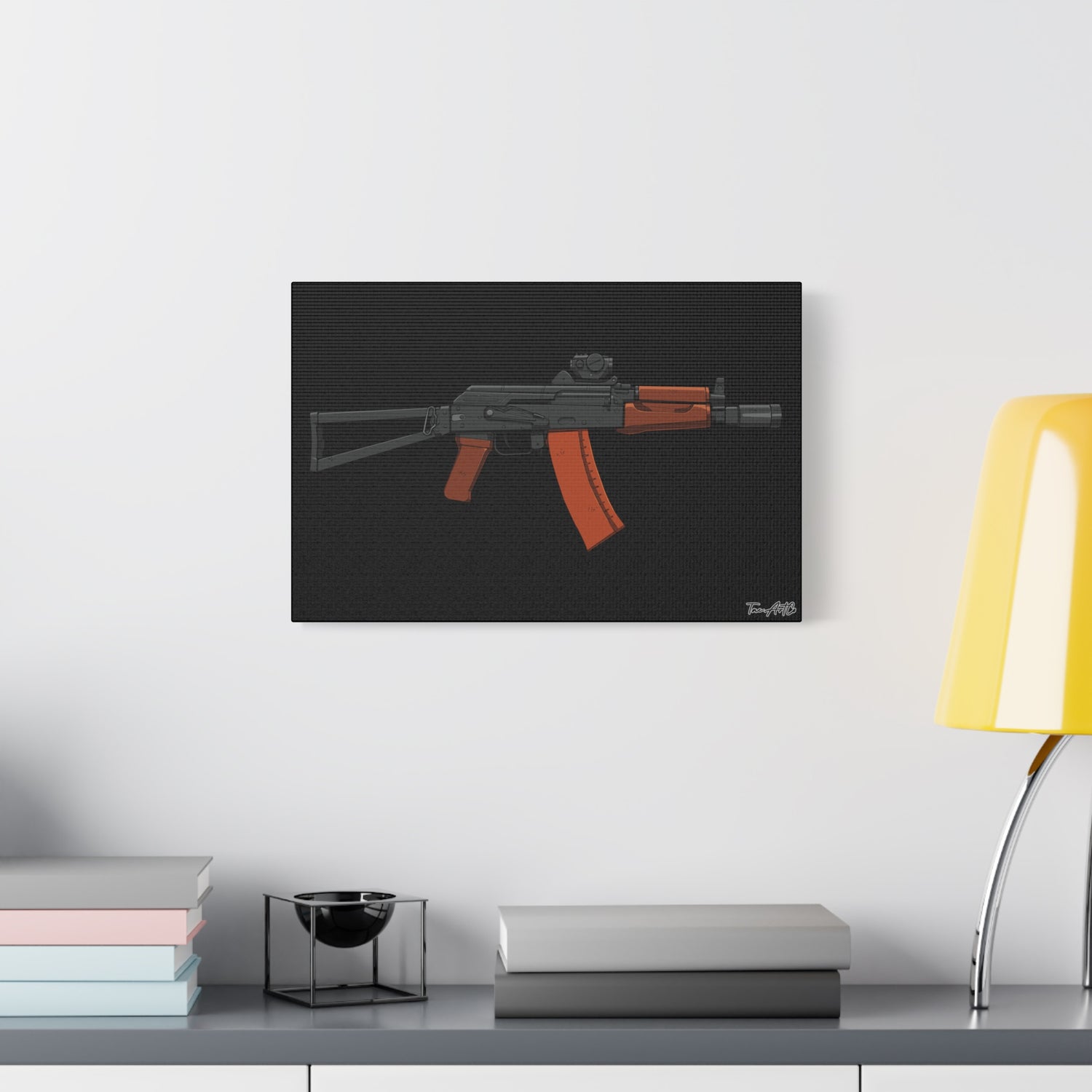 AKS-74U Krinkov – Shorty AK Rifle Canvas Print (Black Background)