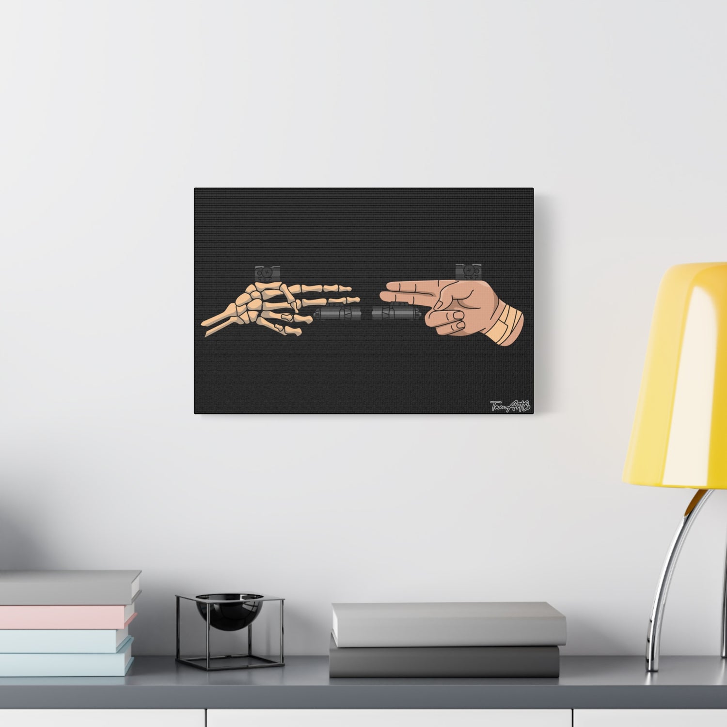 Life and Death Finger Guns – Canvas Print (Black Background)