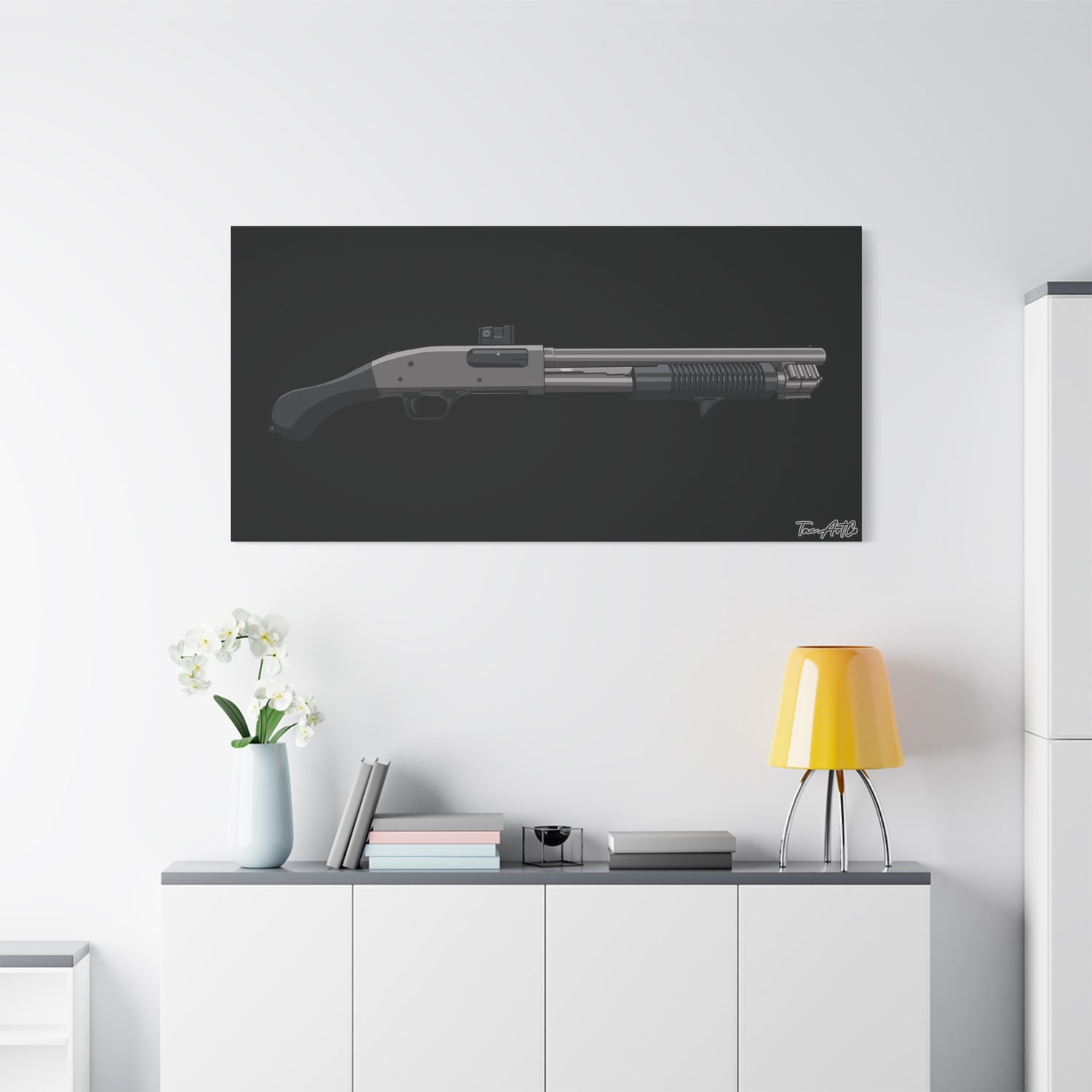 Shorty Mossberg 590A1 – Canvas Print (Black Background)